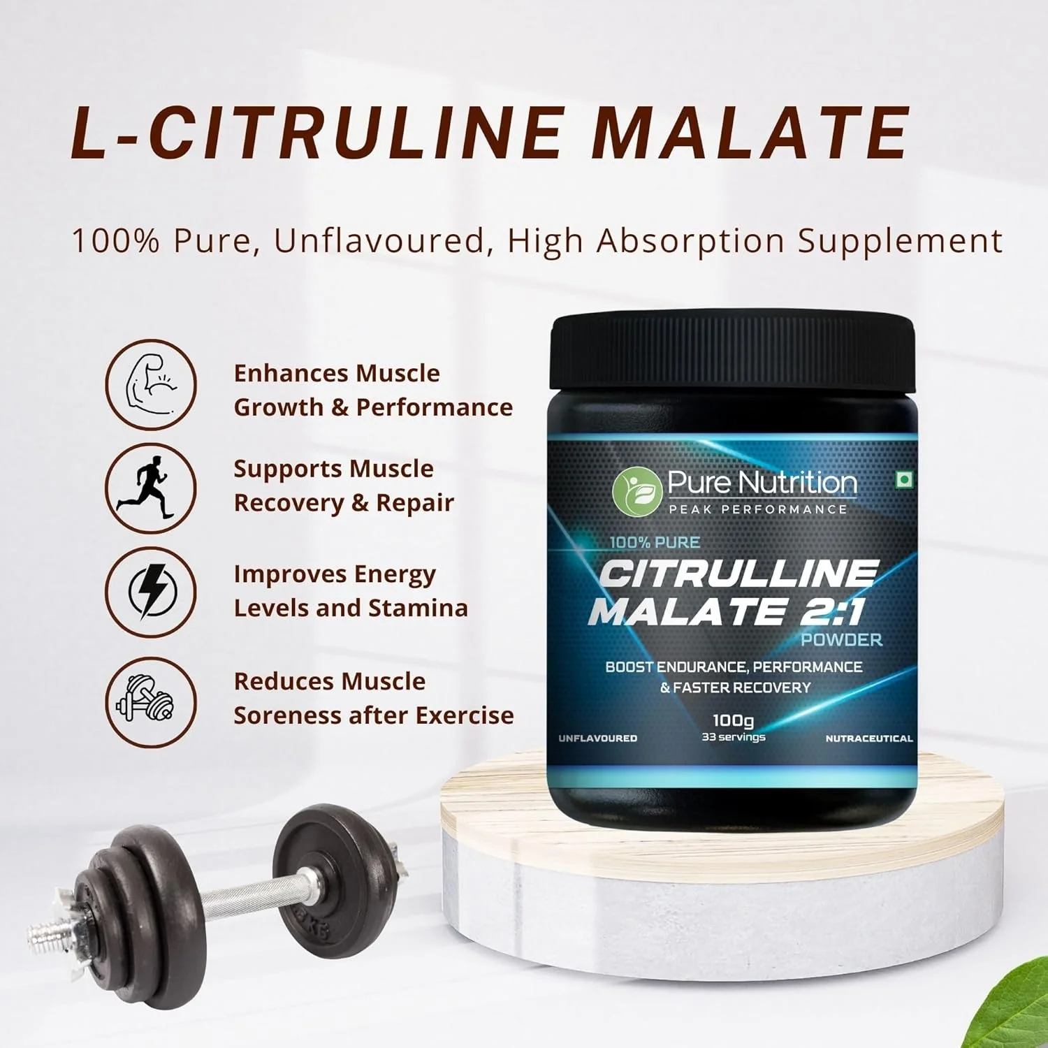 100% Pure L Citrulline DL Malate 2:1 Powder (Unflavoured) Faster Recovery & Reduce Muscle Fatigue - Image 14