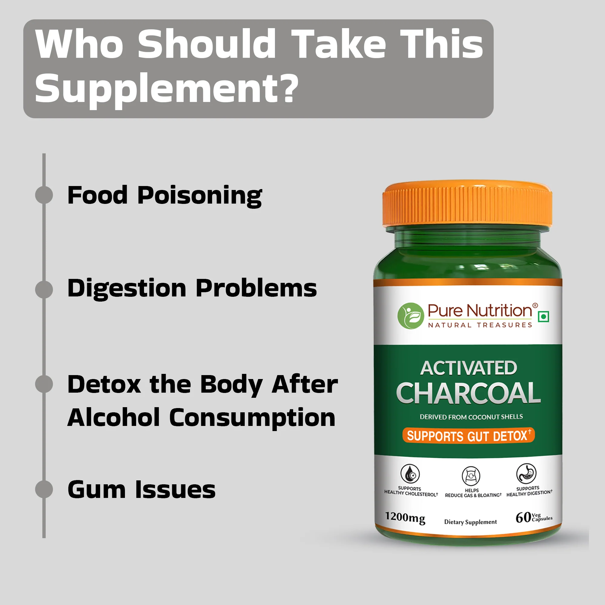 Activated Charcoal – 1200mg | Derived from Coconut Shells - Image 3