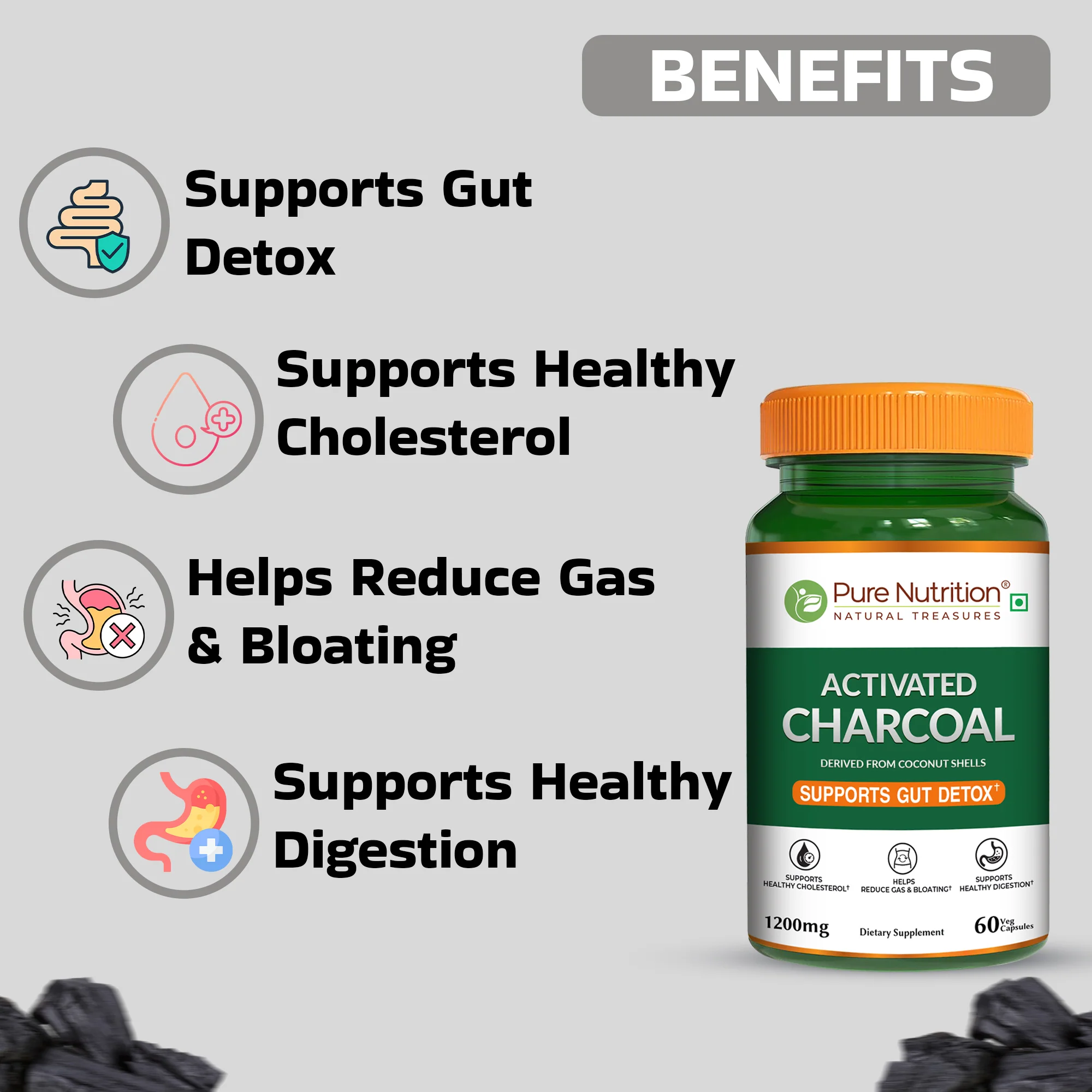 Activated Charcoal – 1200mg | Derived from Coconut Shells - Image 4