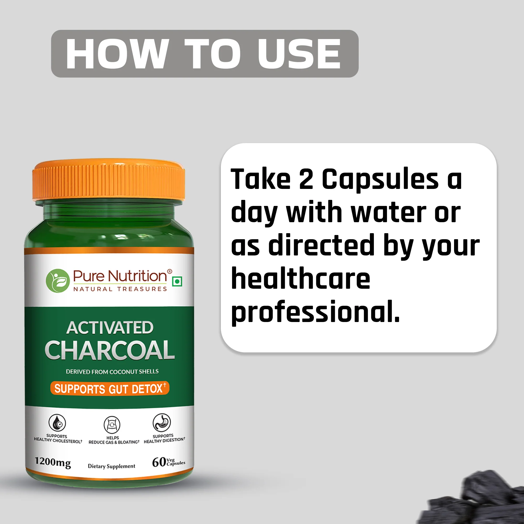 Activated Charcoal – 1200mg | Derived from Coconut Shells - Image 6
