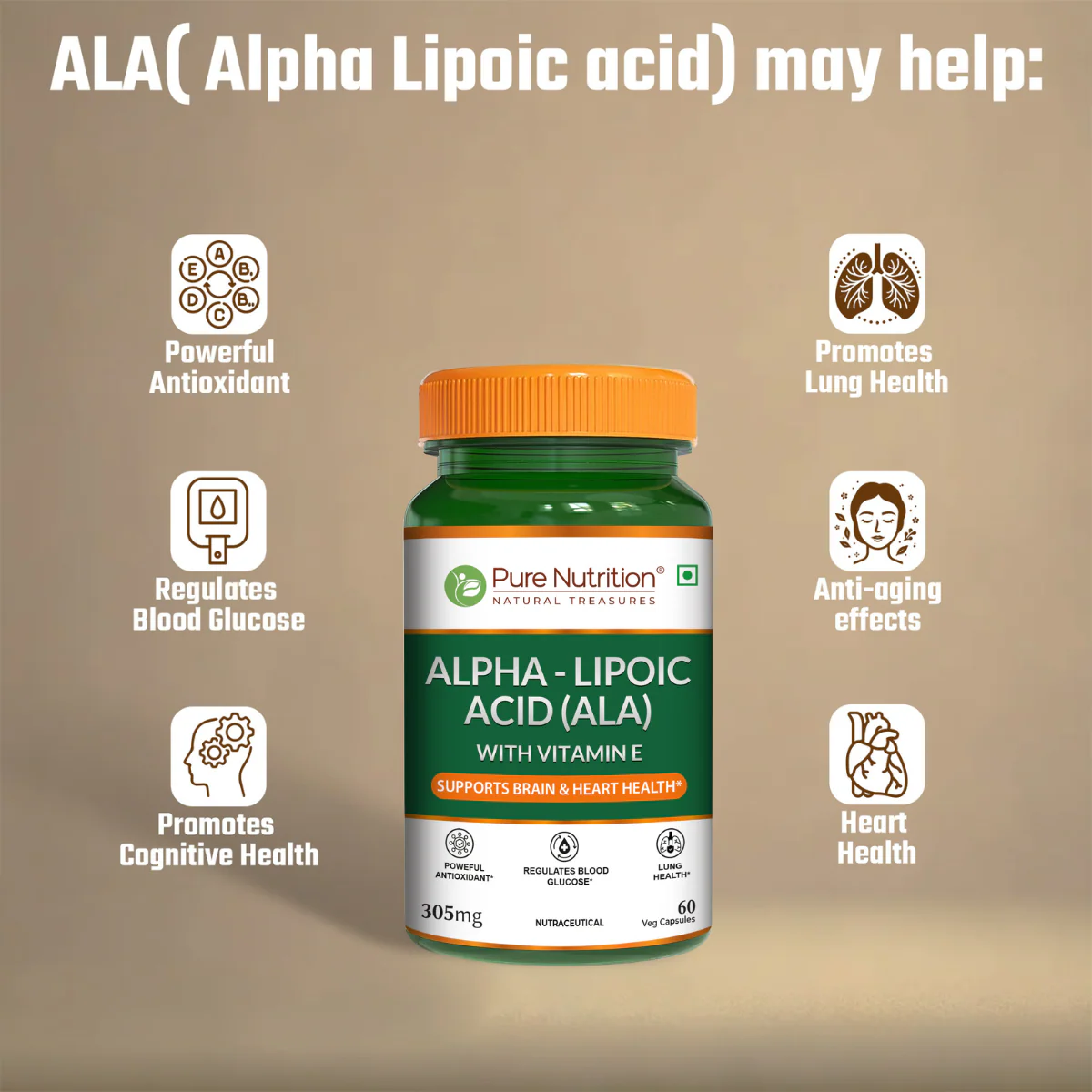 Alpha Lipoic Acid Capsules 305 mg | Supports Antioxidant - Image 3