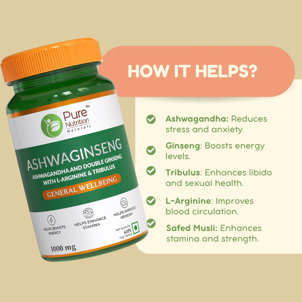 Ashwaginseng 60 Tabs– Energy & Improves Stamina with Ashwagandha, Ginseng & Herbal Extracts - Image 3