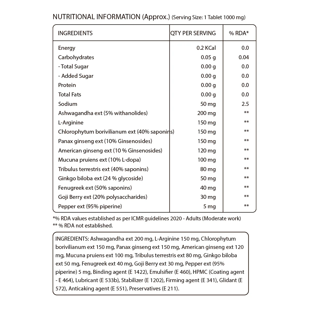 Ashwaginseng 60 Tabs– Energy & Improves Stamina with Ashwagandha, Ginseng & Herbal Extracts - Image 7