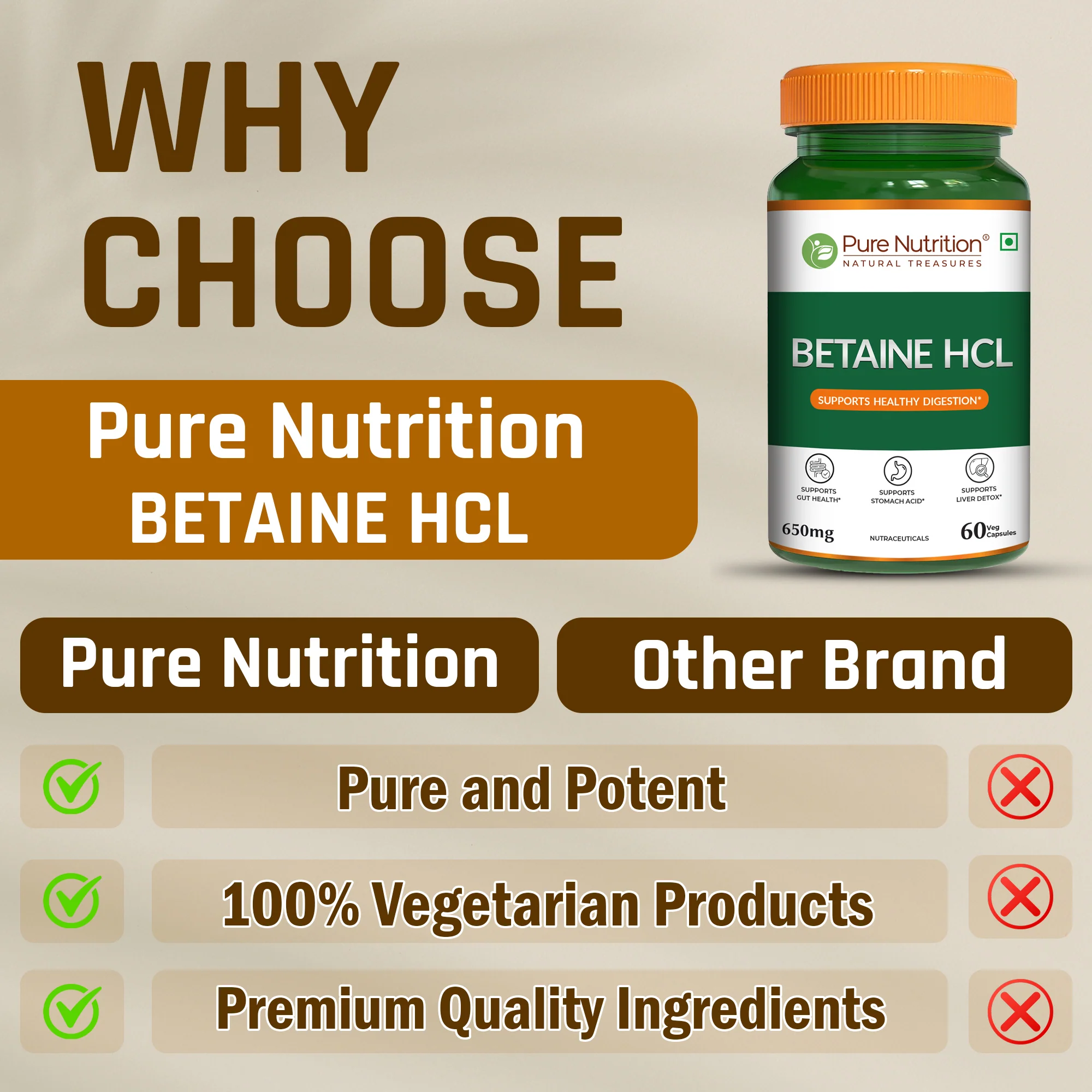 Pure Nutrition Betaine HCl 650 mg – Digestive Wellness Supplement - Image 5