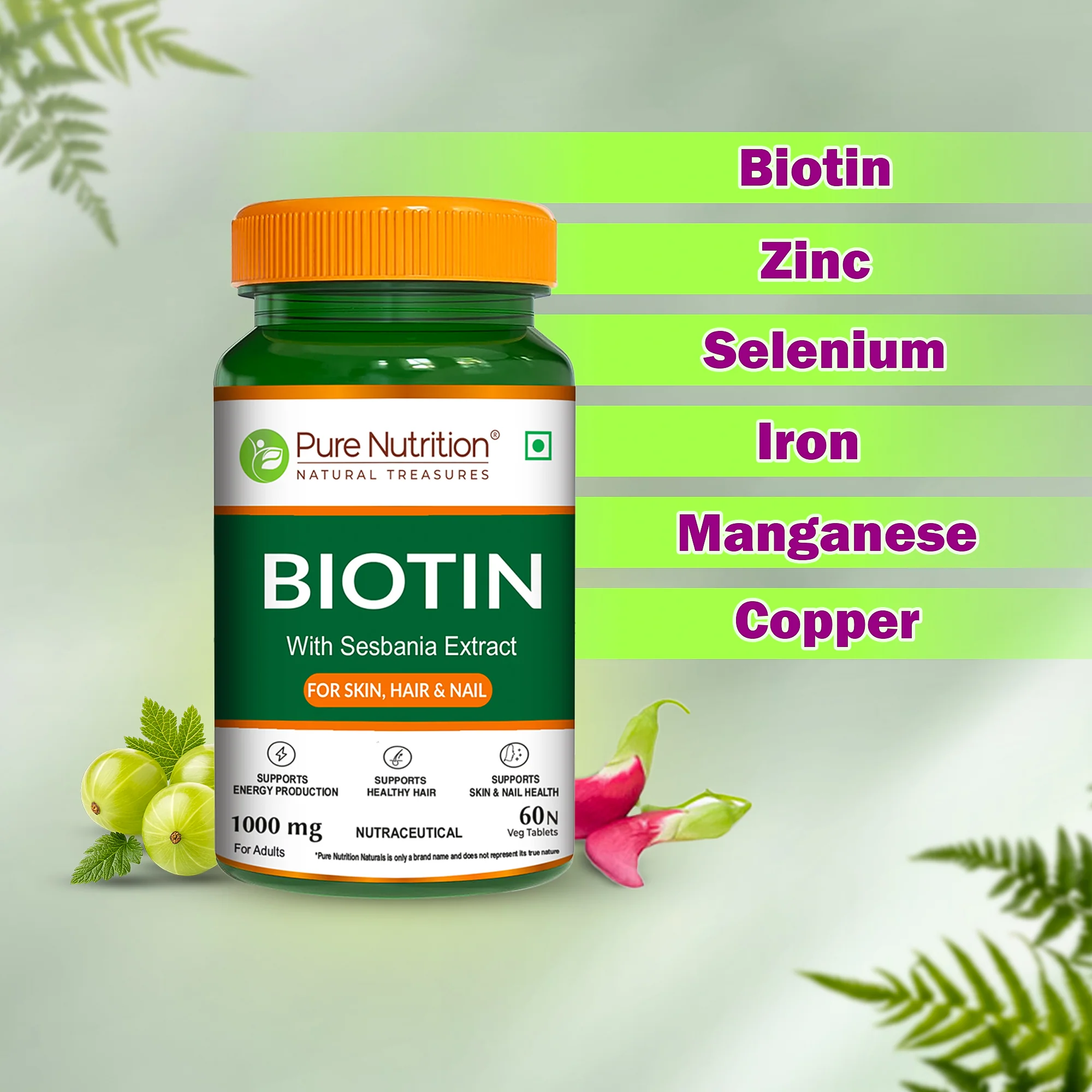 Biotin Tablet with Sesbania Extract – Vegetarian Tablets for Hair & Skin Support - Image 4
