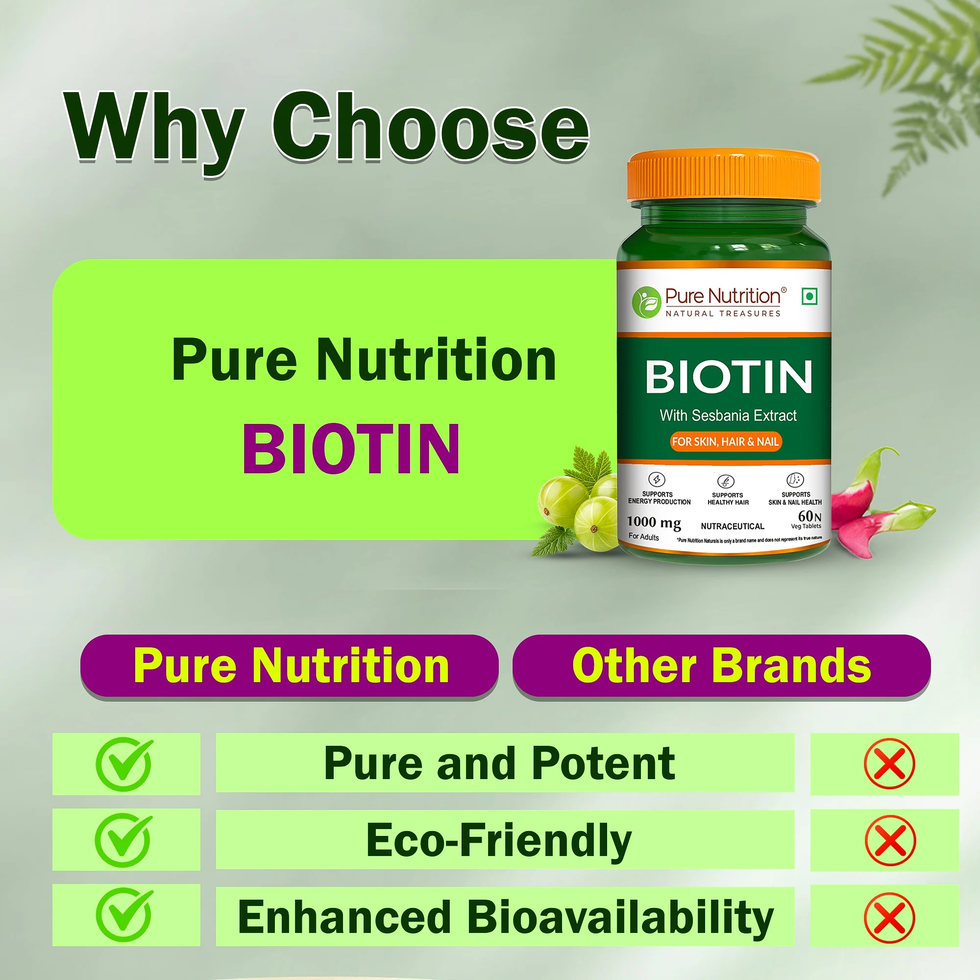 Biotin Tablet with Sesbania Extract – Vegetarian Tablets for Hair & Skin Support - Image 7
