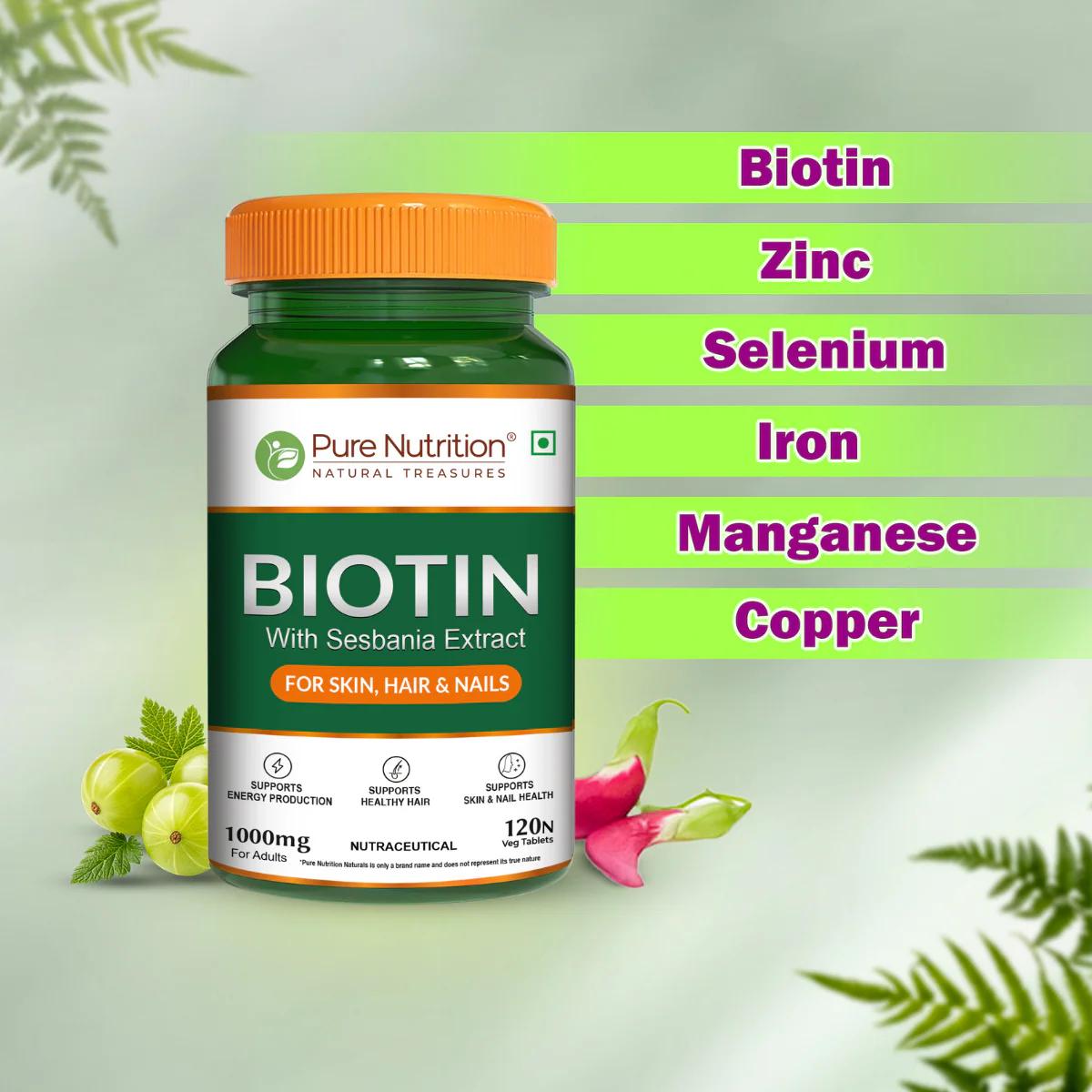 Biotin Tablet with Sesbania Extract – Vegetarian Tablets for Hair & Skin Support - Image 2
