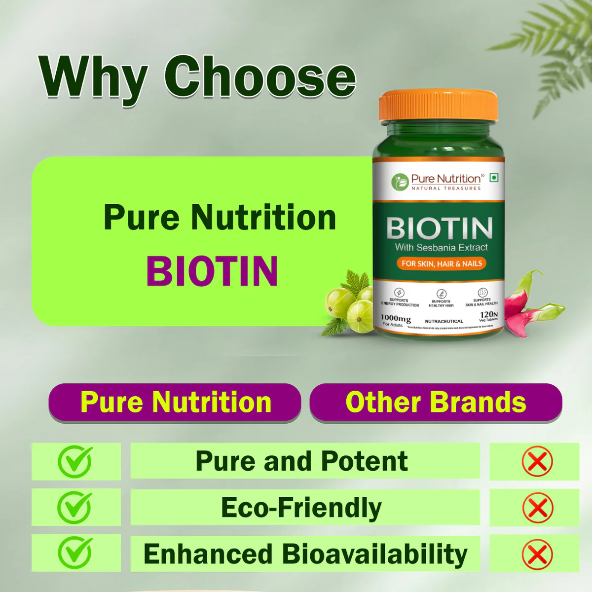 Biotin Tablet with Sesbania Extract – Vegetarian Tablets for Hair & Skin Support - Image 5