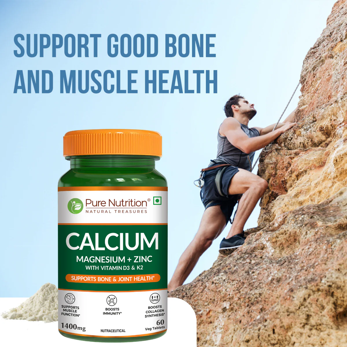 Calcium Magnesium Zinc Vitamin D3 & K2 Tablets for Daily Bone and Muscle Support - Image 11