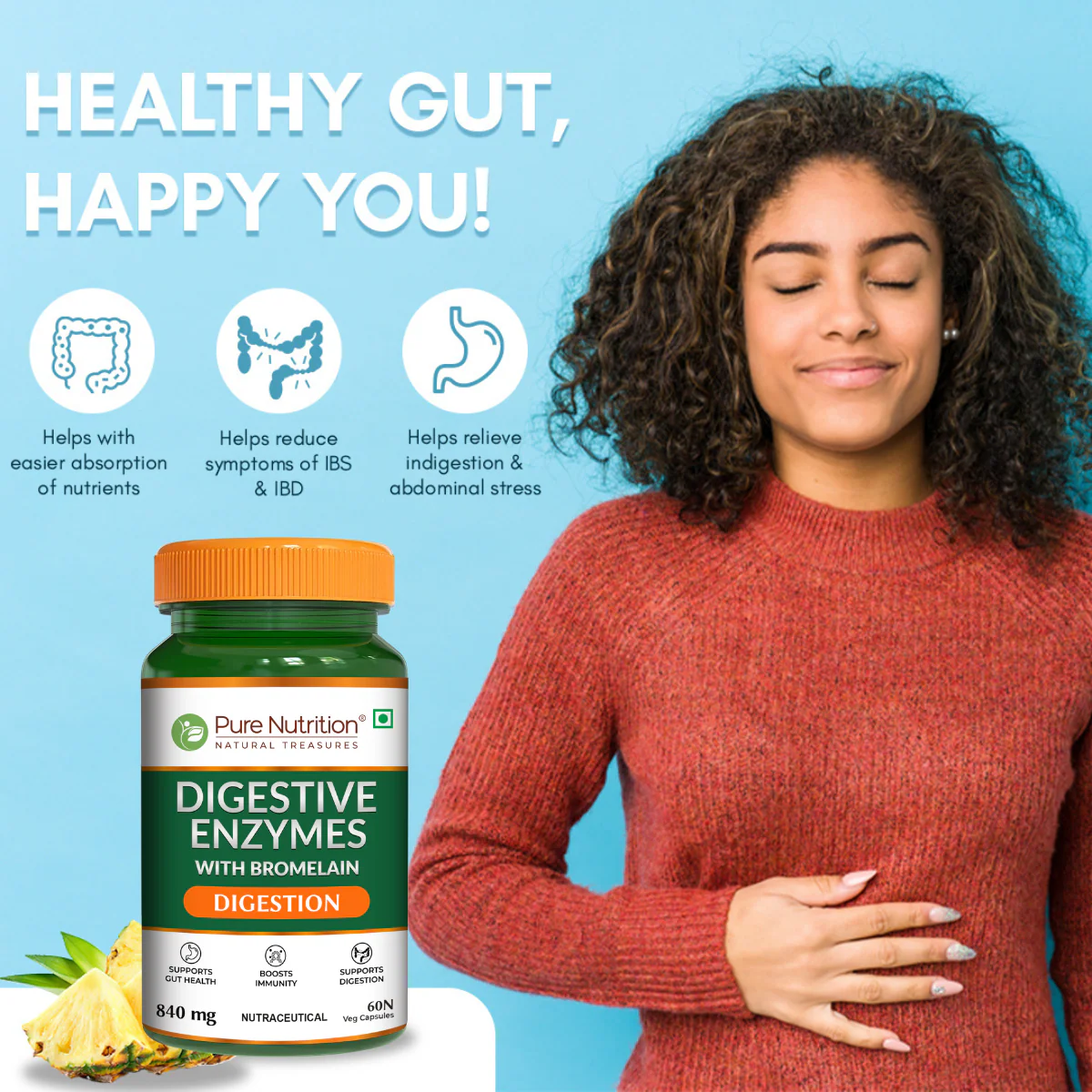 Pure Nutrition Digestive Enzymes with Bromelain – Supports Healthy Digestion - Image 3