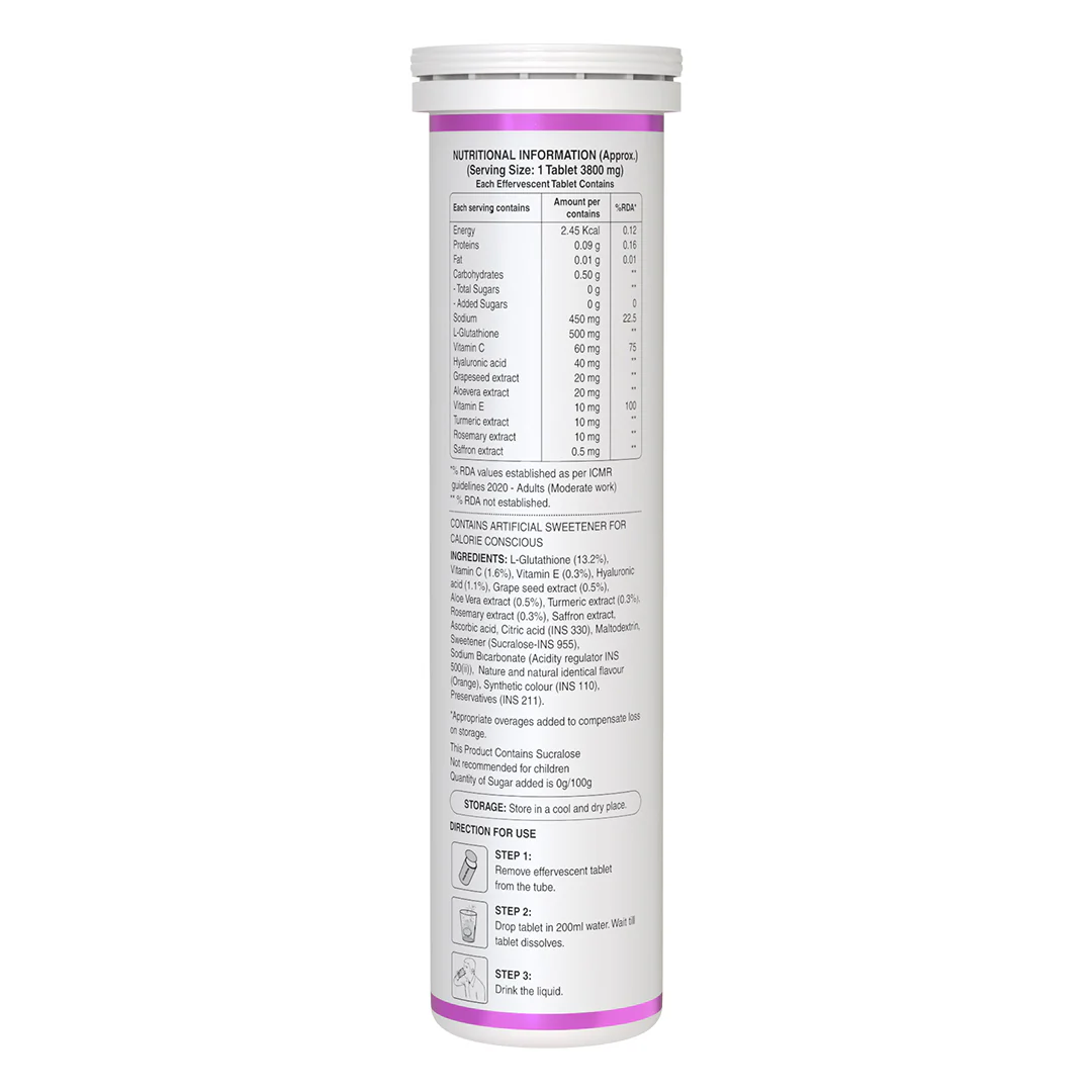 Glutathione 500mg with Vitamin C & Saffron | Effervescent Tablets for Skin Glow - Image 4