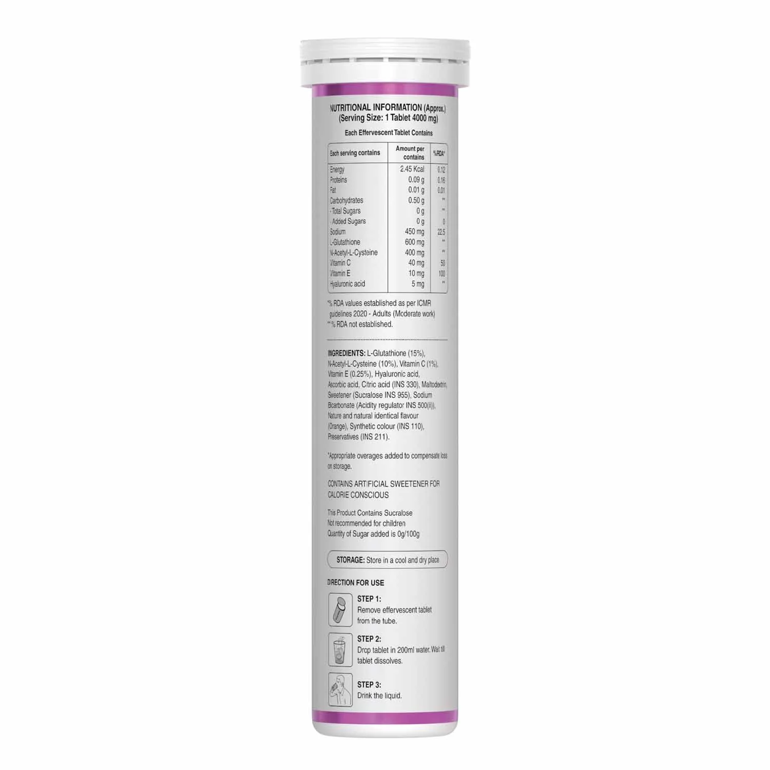 Glutathione 600mg with Vitamin C & Saffron, 15 Effervescent Tablets | Skin Radiance & Glow - Image 6