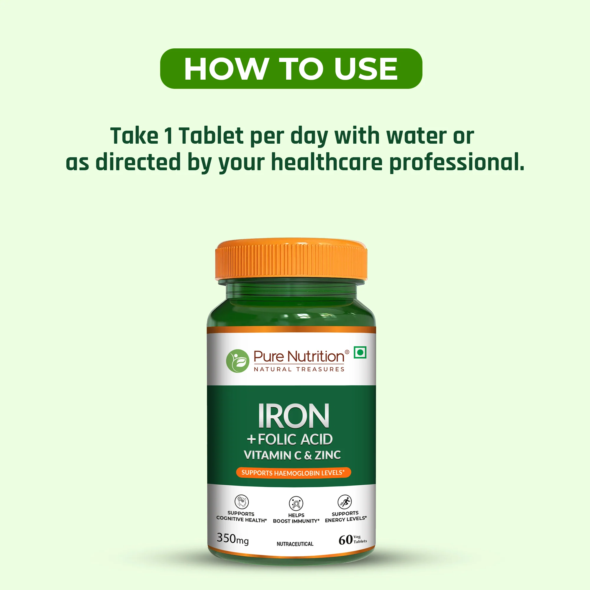 Iron with Folic Acid - 60 Tablets | Supports Haemoglobin Production and Helps Maintain Healthy Iron Levels - Image 6
