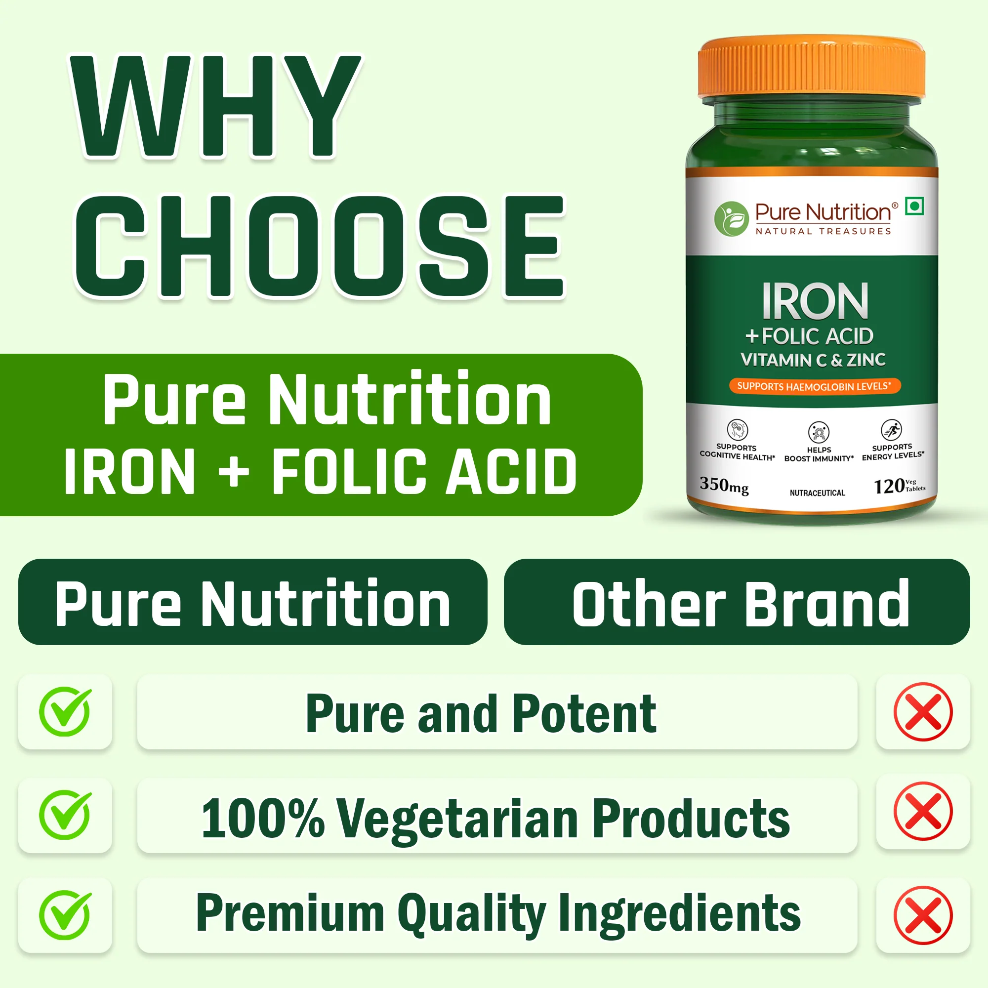 Iron with Folic Acid - 120 Tablets | Supports Haemoglobin Production and Helps Maintain Healthy Iron Levels - Image 3