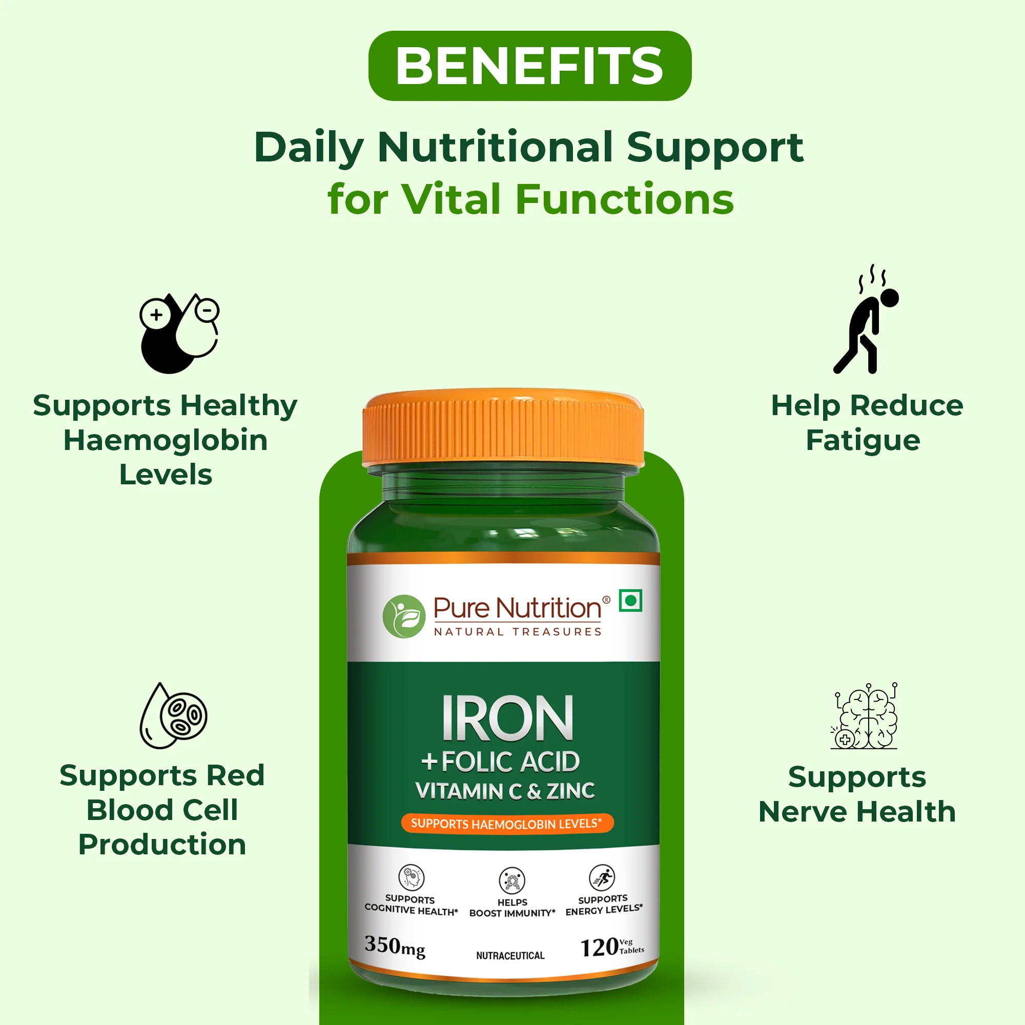 Iron with Folic Acid - 120 Tablets | Supports Haemoglobin Production and Helps Maintain Healthy Iron Levels - Image 5