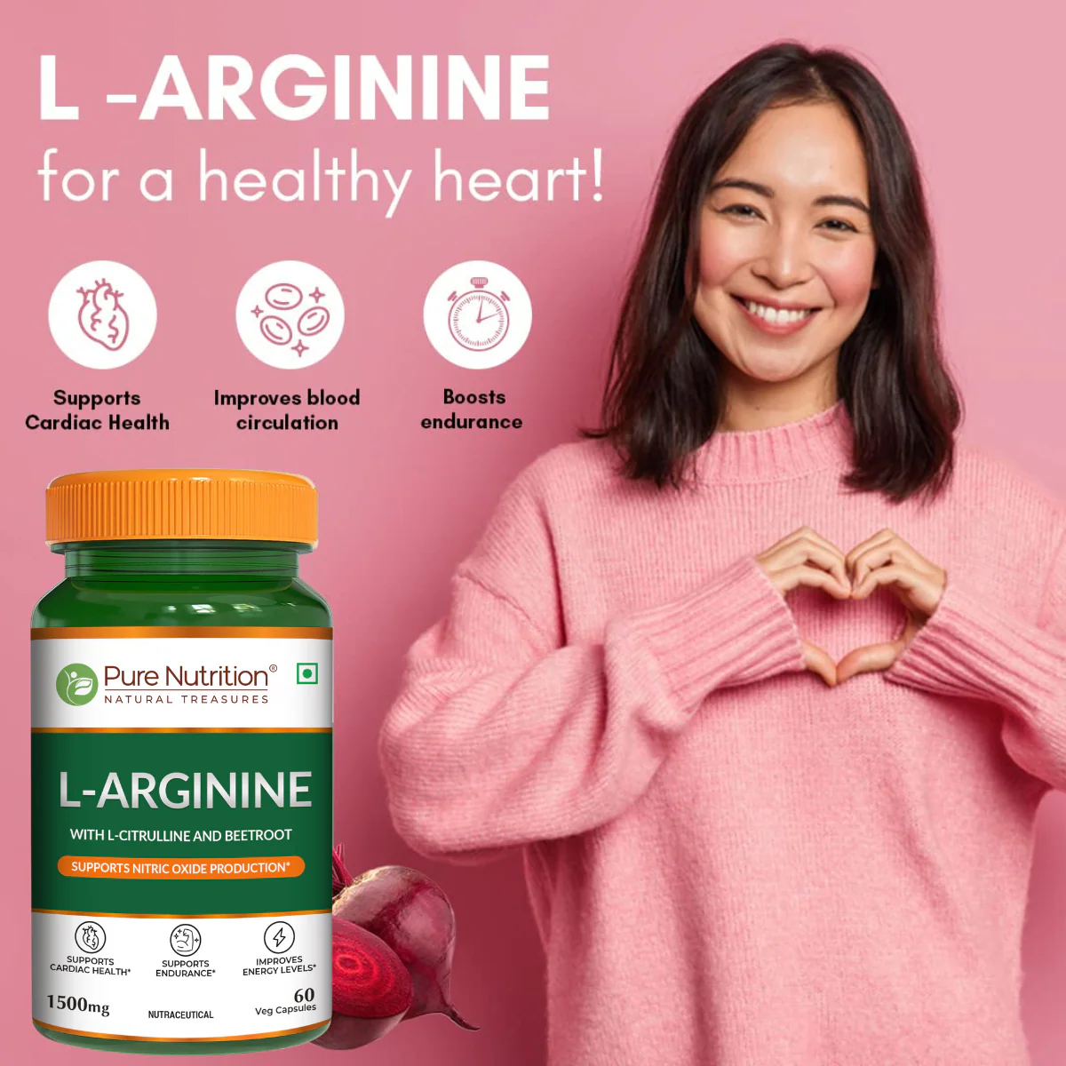 L-Arginine Supplement 1500mg - 60 Capsules - Image 4