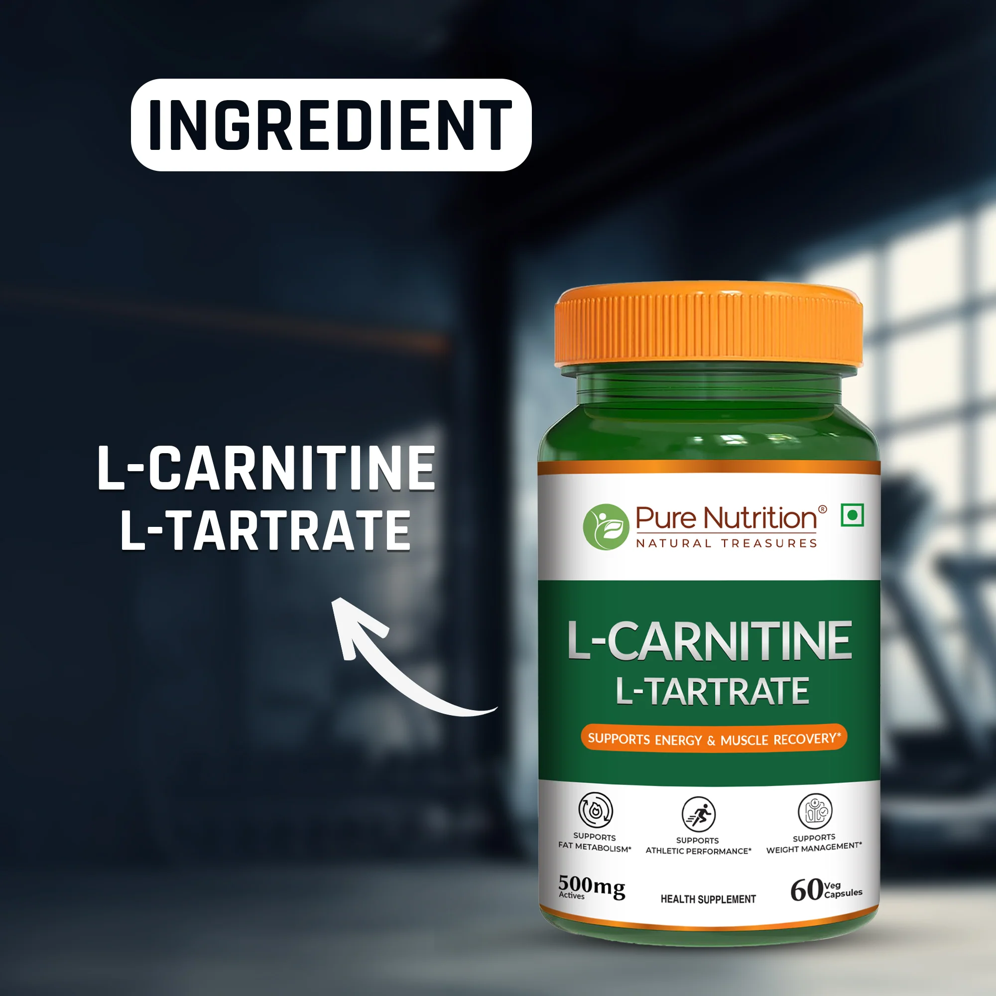 L-Carnitine L-Tartrate 500mg Veg Capsules - Image 2