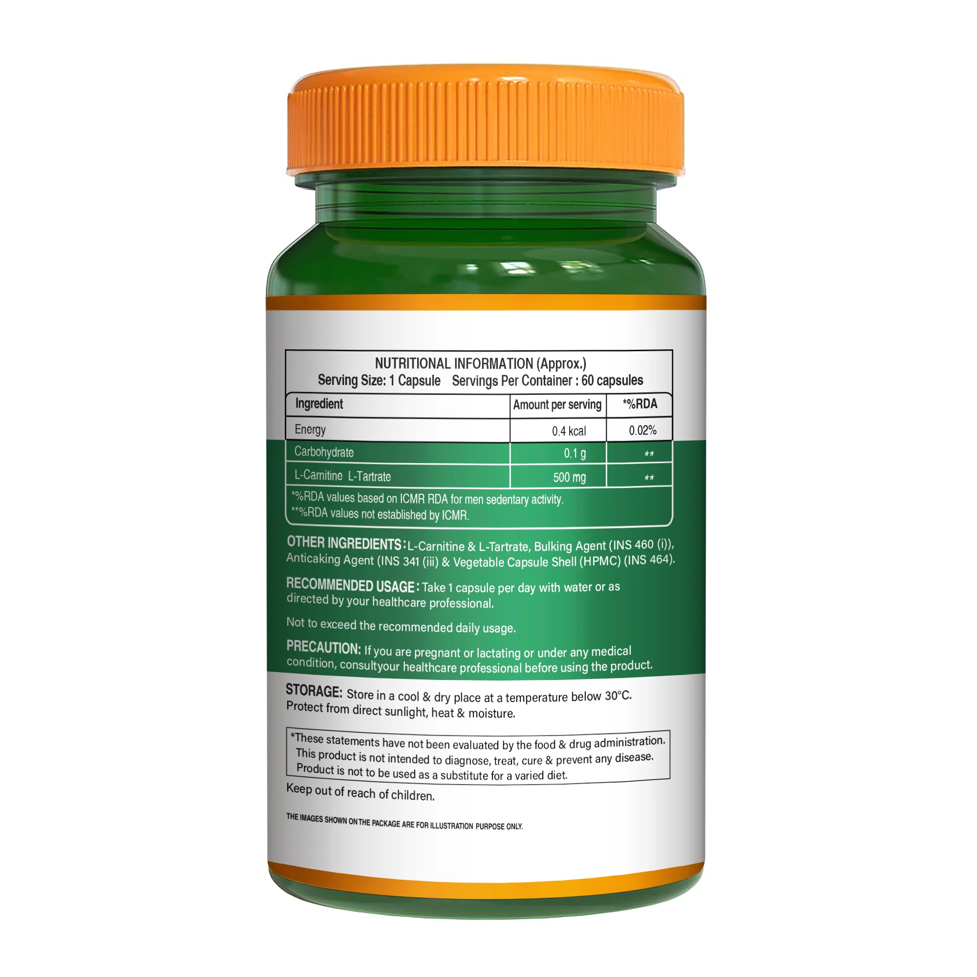 L-Carnitine L-Tartrate 500mg Veg Capsules - Image 6