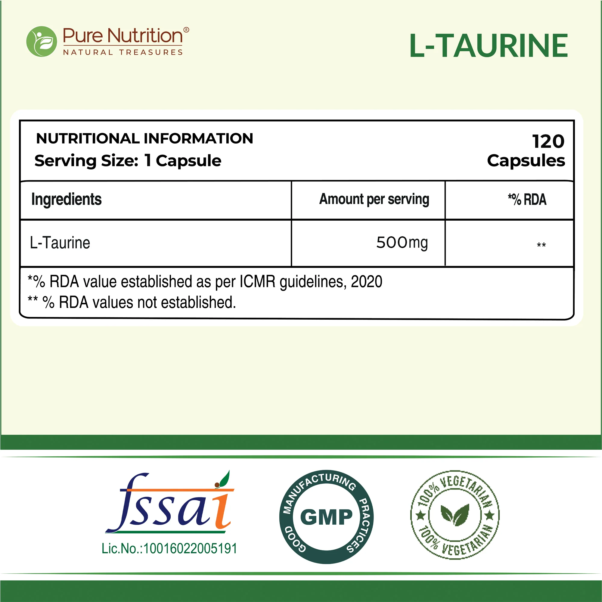 L-Taurine 500mg - Image 6