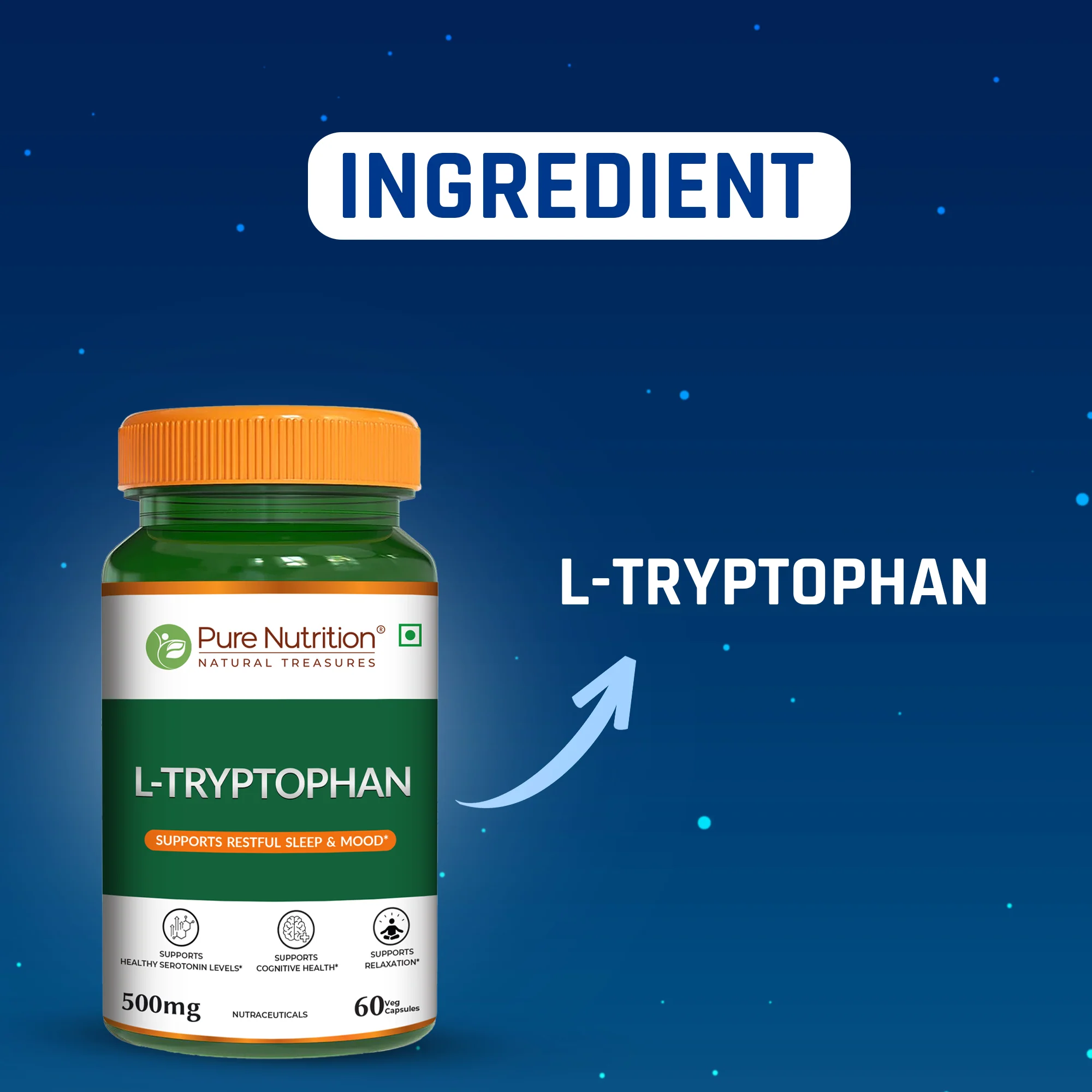 L-Tryptophan 500 mg Veg Capsules - Image 3