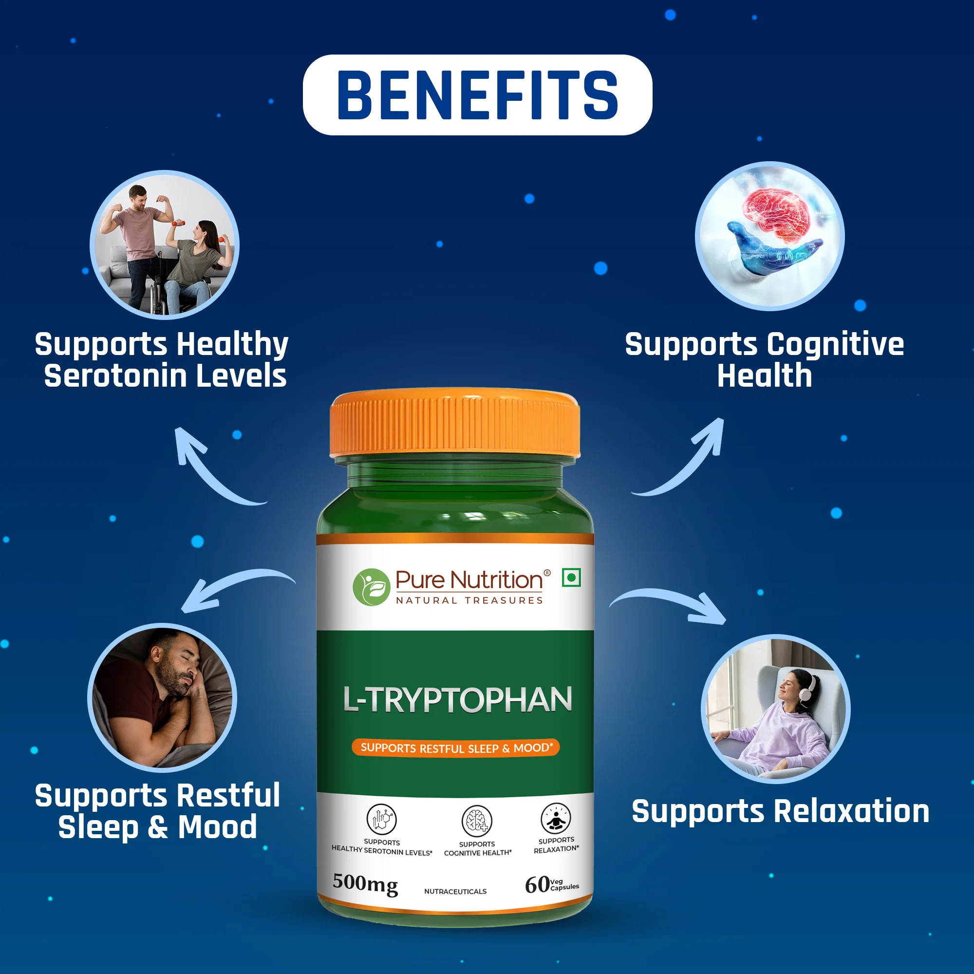 L-Tryptophan 500 mg Veg Capsules - Image 4