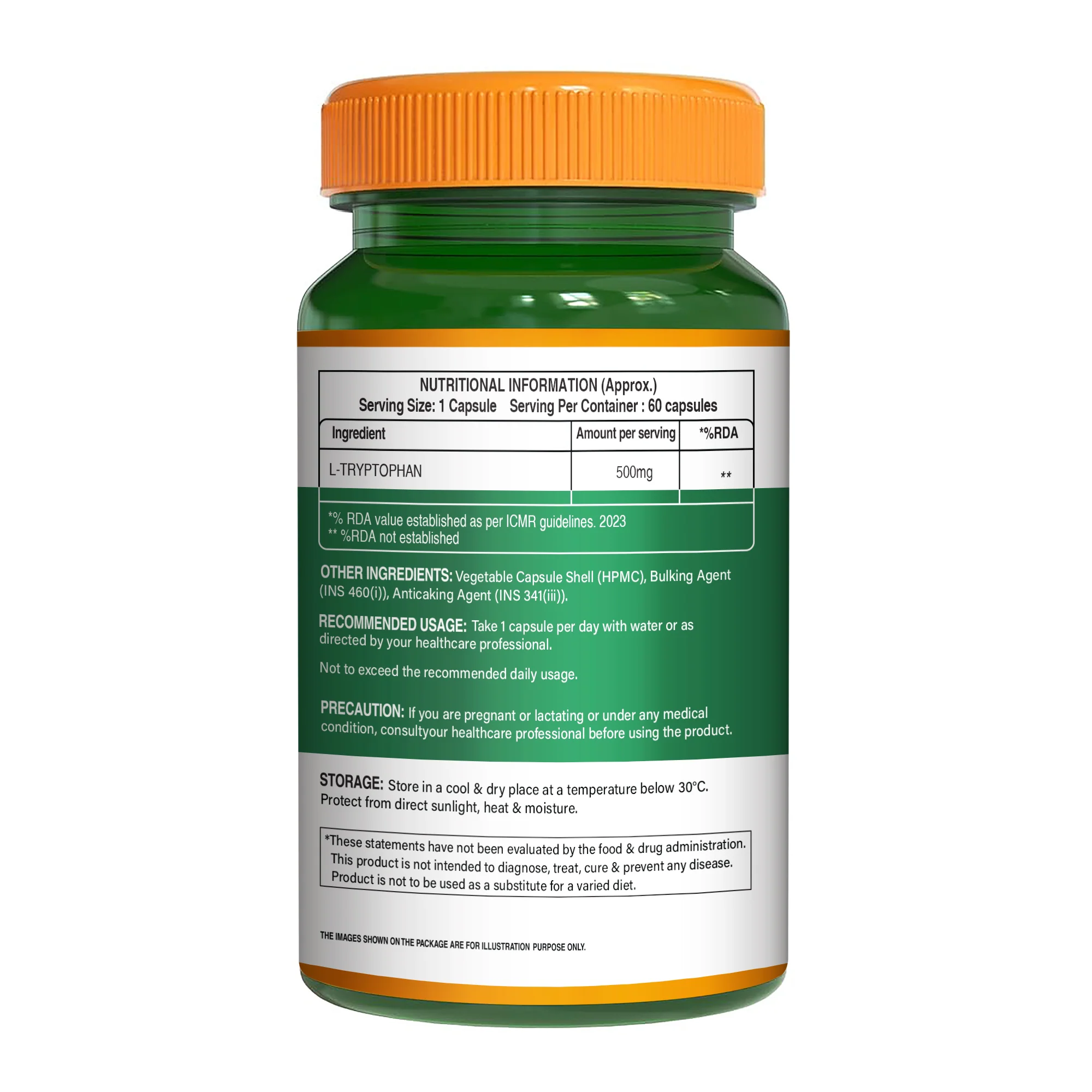 L-Tryptophan 500 mg Veg Capsules - Image 6