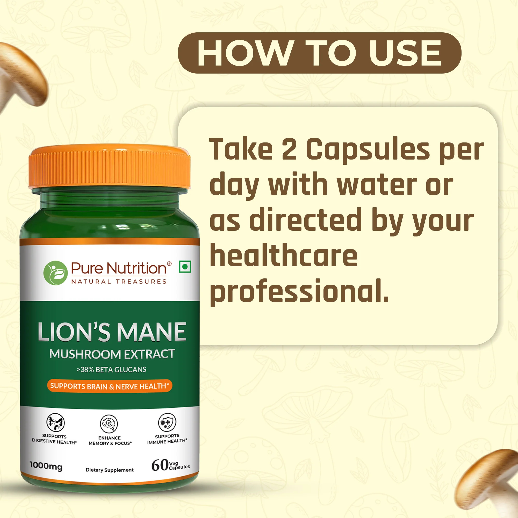 Lion’s Mane Mushroom Extract Veg Capsules - Image 3
