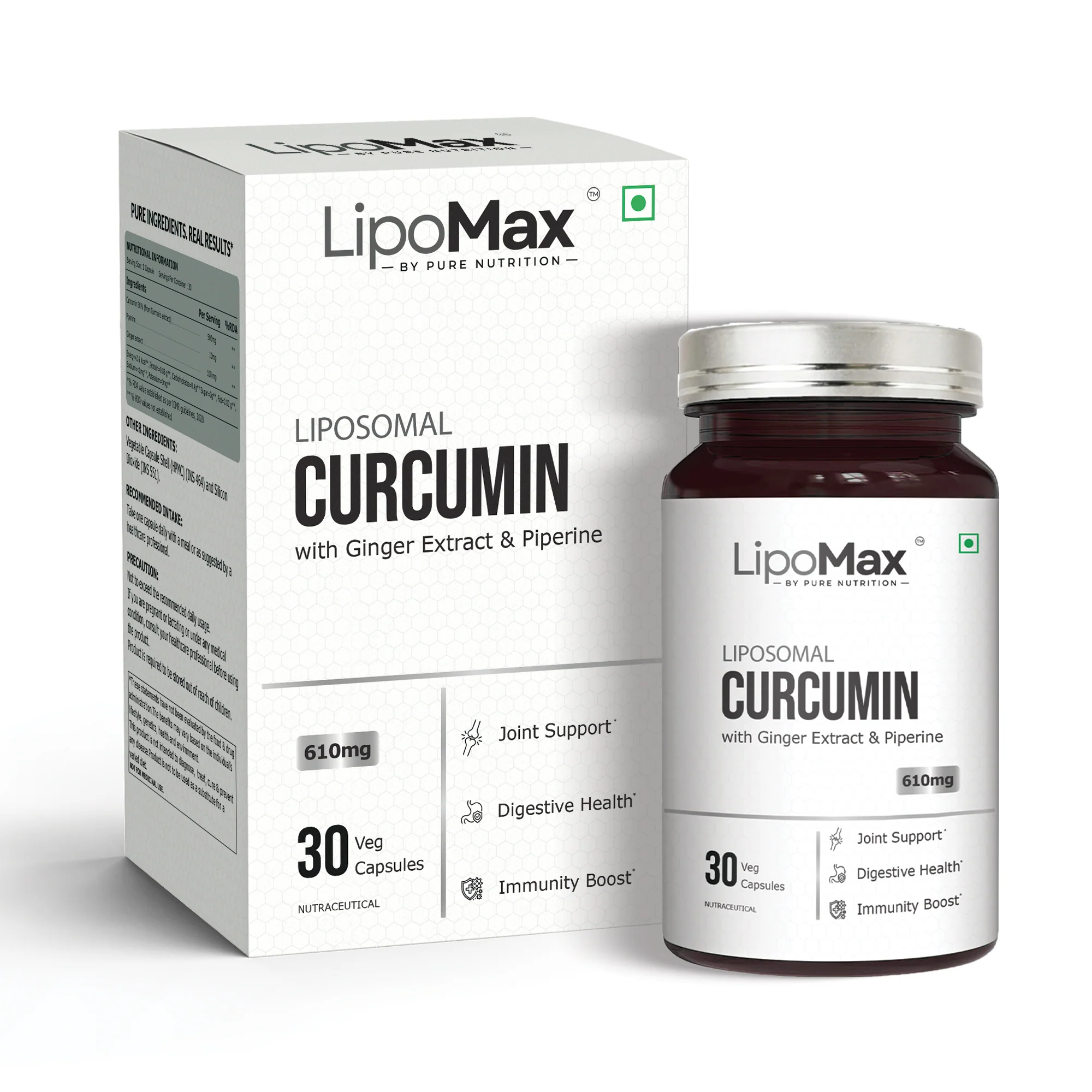 LipoMax Liposomal Curcumin 610mg with Ginger Extract & Piperine - Image 2