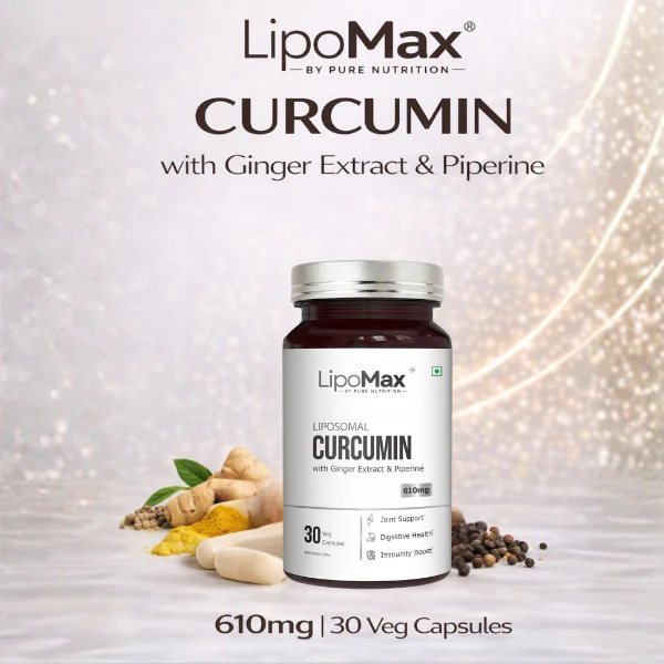 LipoMax Liposomal Curcumin 610mg with Ginger Extract & Piperine - Image 3