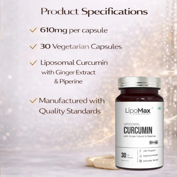 LipoMax Liposomal Curcumin 610mg with Ginger Extract & Piperine - Image 6
