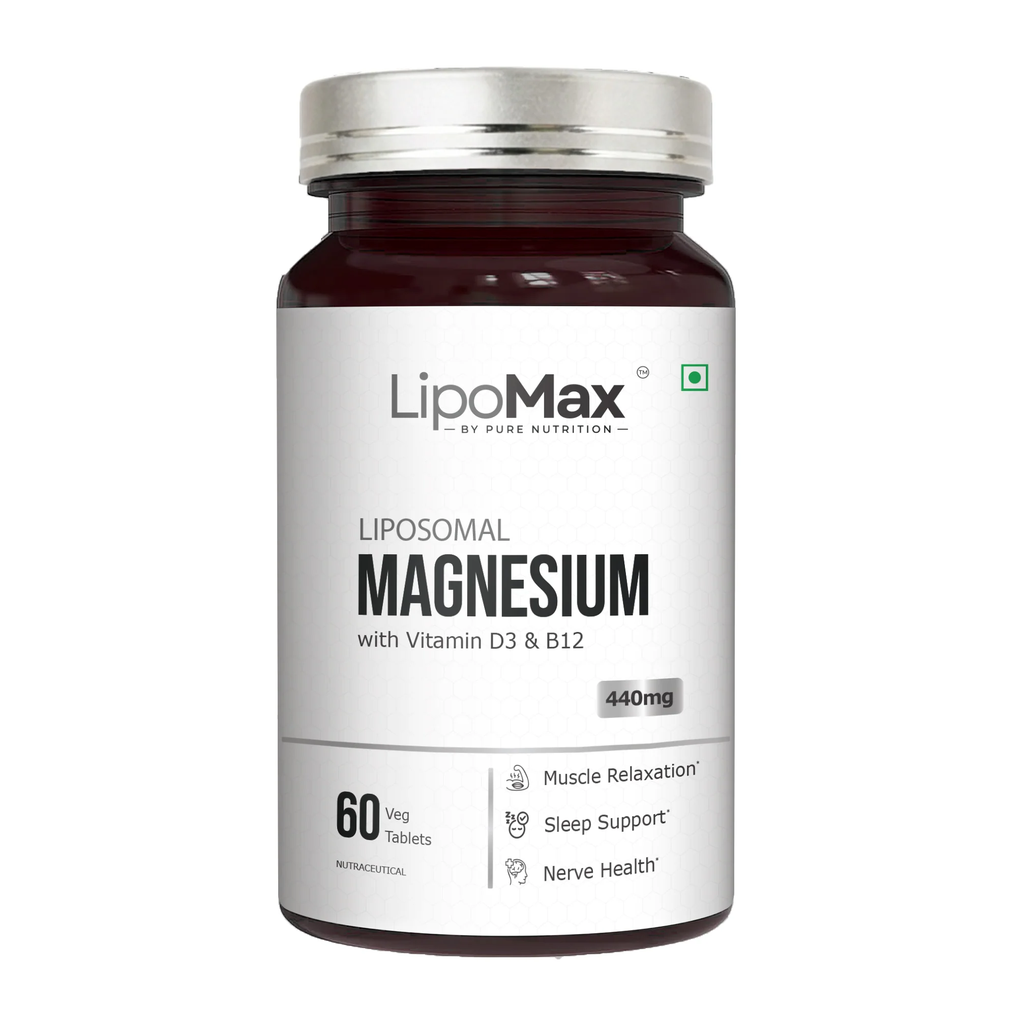 LipoMax Liposomal Magnesium 440mg with Vitamin D3 & B12