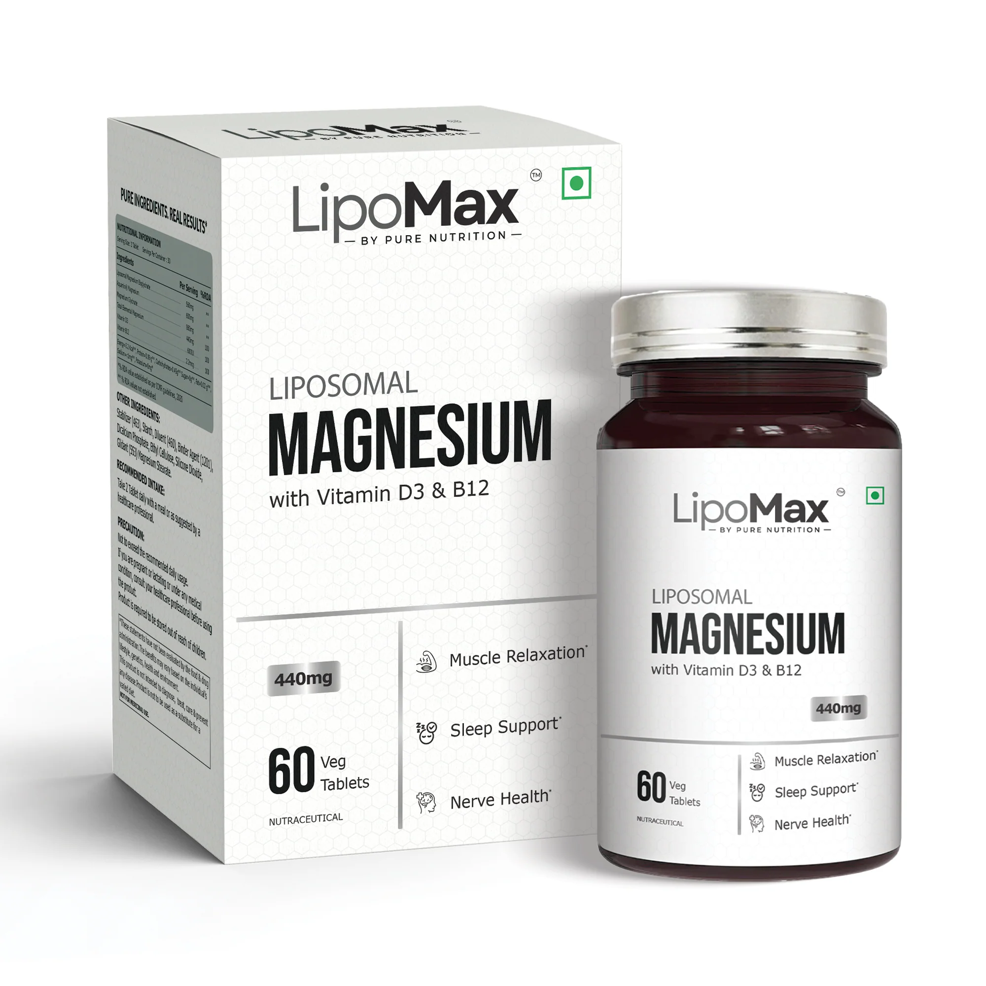 LipoMax Liposomal Magnesium 440mg with Vitamin D3 & B12 - Image 2