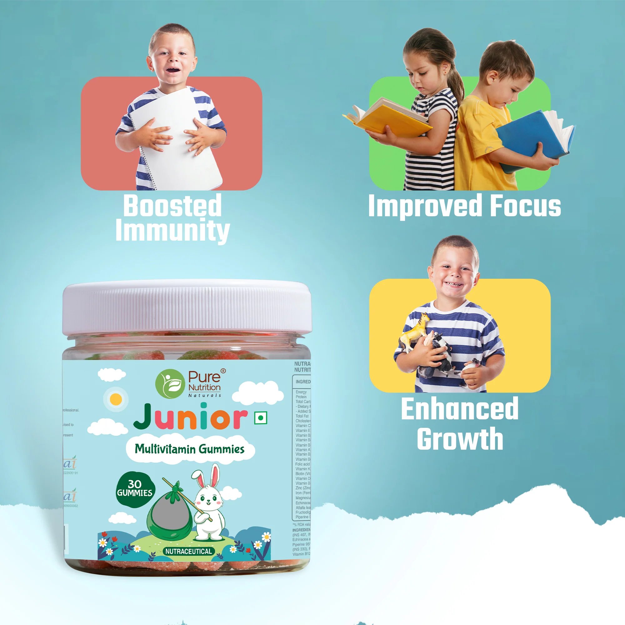 Multivitamin Kids Gummies - 30 Vegetarian Gummies | Supports Healthy Growth and Development - Image 3