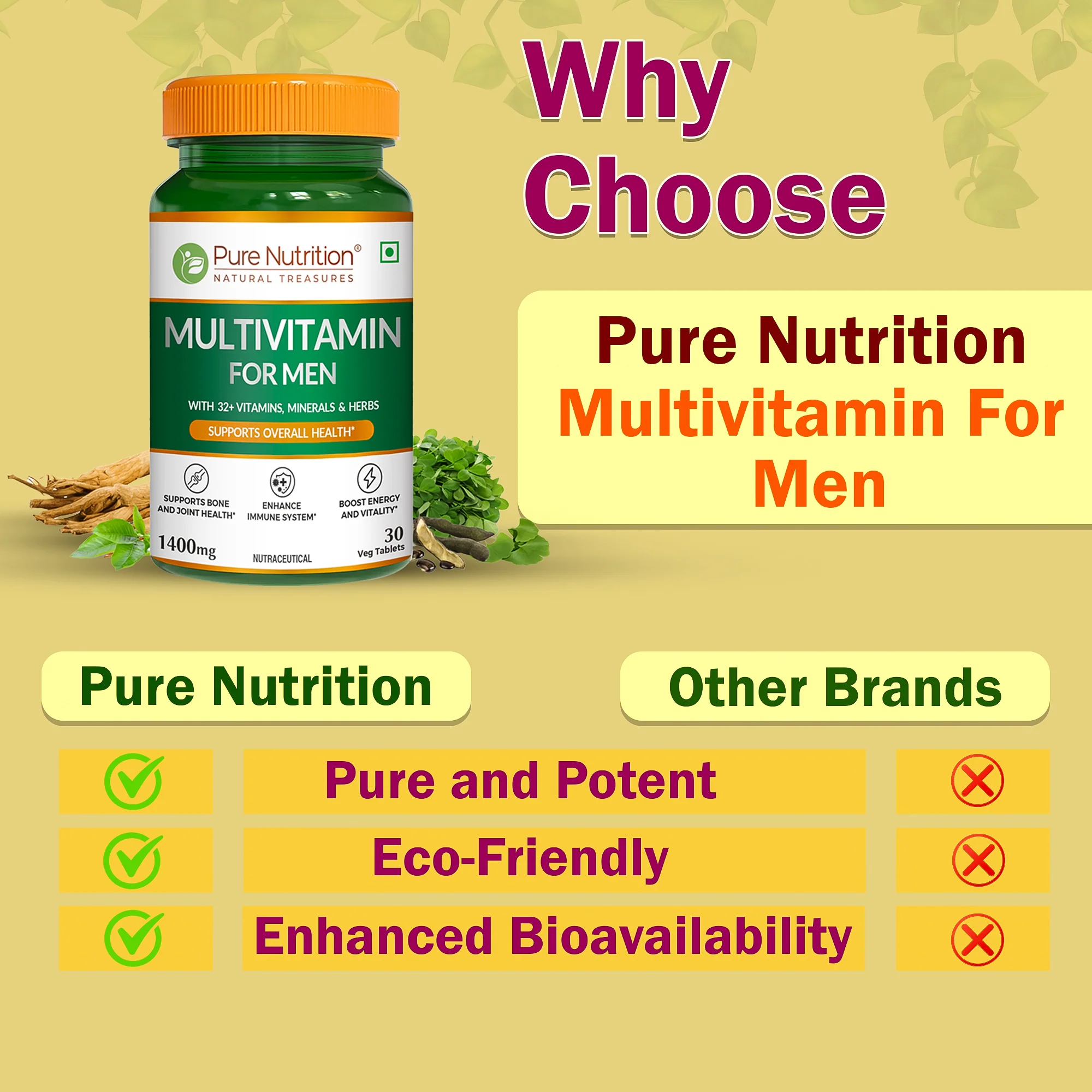 Multivitamin for Men – 30 Vegetarian Tablets | Comprehensive Wellness with 32+ Nutrients - Image 4