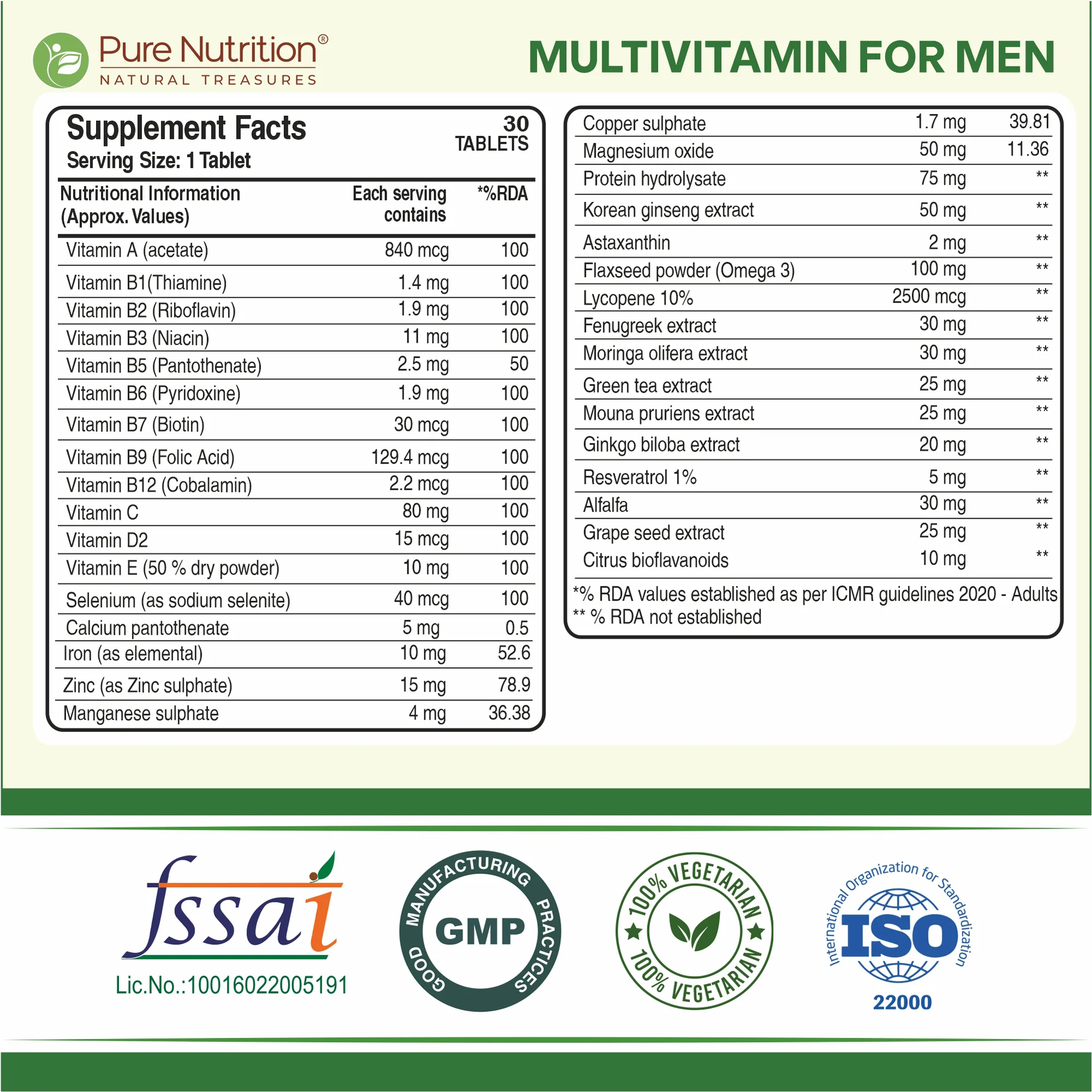 Multivitamin for Men – 30 Vegetarian Tablets | Comprehensive Wellness with 32+ Nutrients - Image 8