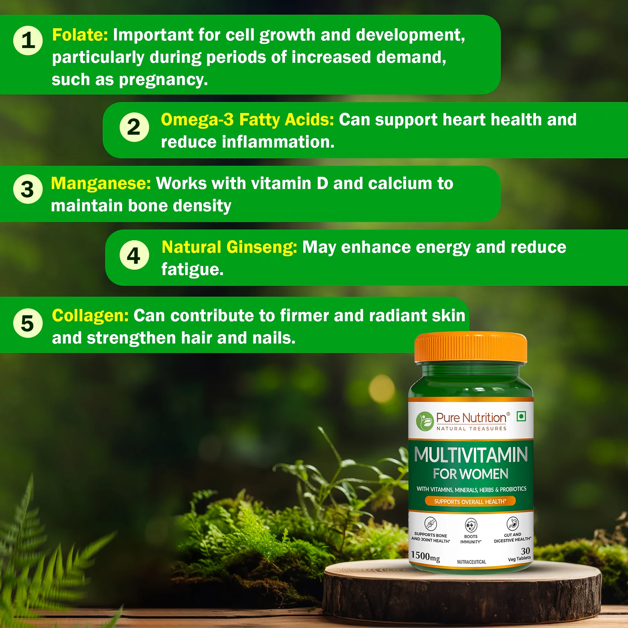 Multivitamin Tablets for Women | 37+ Vitamins, Minerals & Herbs for Wellness| 30 veg Tablets - Image 3