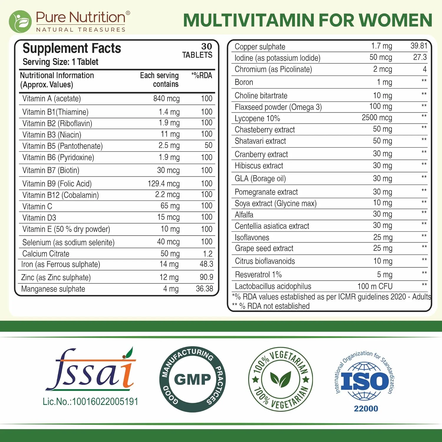 Multivitamin Tablets for Women | 37+ Vitamins, Minerals & Herbs for Wellness| 30 veg Tablets - Image 6