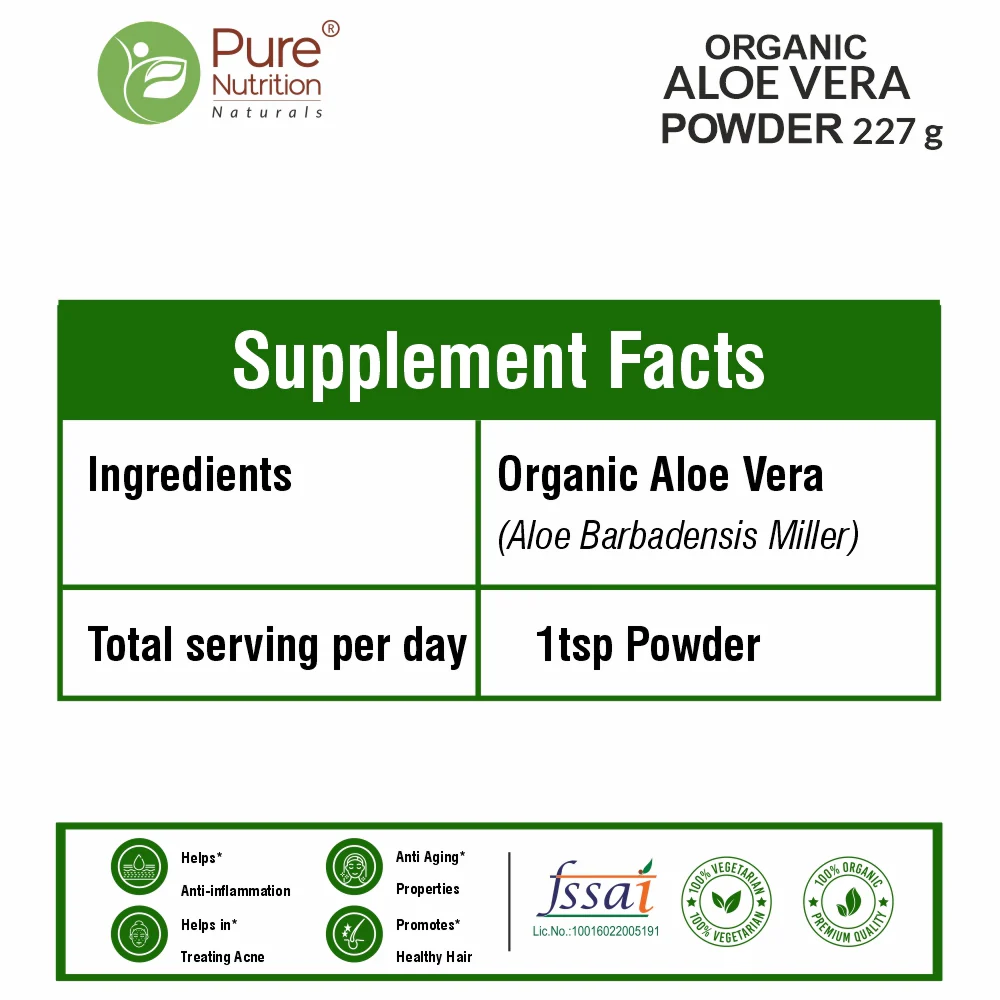 Pure Nutrition Organic Aloe Vera Powder - 227g | For Skin Health, Digestion & Hydration - Image 8