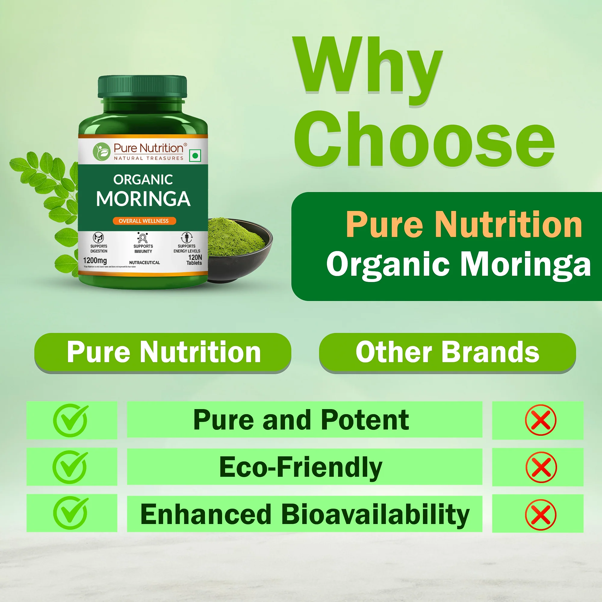 Organic Moringa Tablets 1200mg | Supports Immunity, Digestion & Energy - Image 11