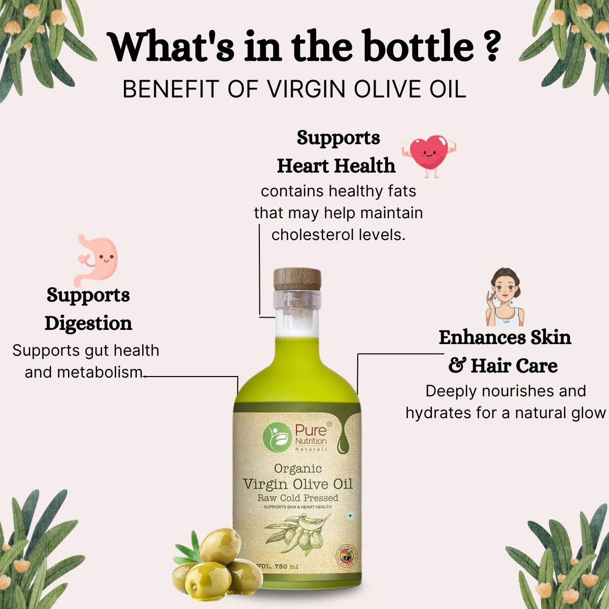 Organic Virgin Edible Olive Oil - 750ml Ideal for Salads, Garnishing, and Skin & Hair Care - Image 3