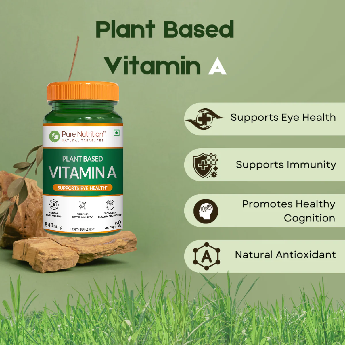 Plant Based Vitamin A - 60 Veg Capsules | Supports Eye Health, Immunity, and Antioxidant Defense - Image 5