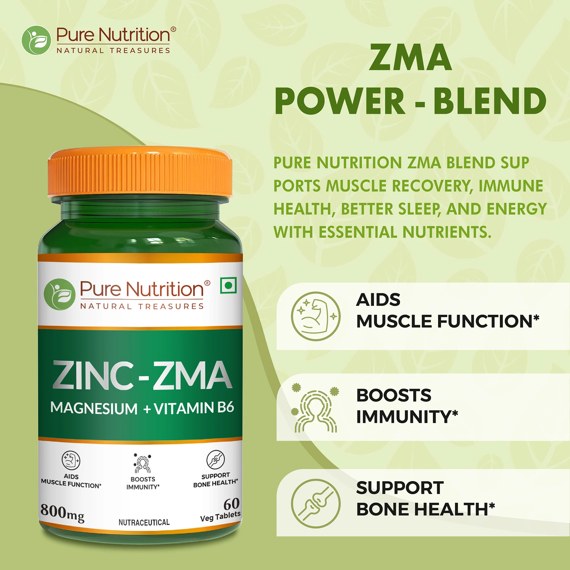 Pure Nutrition ZMA – Zinc, Magnesium & Vitamin B6 Tablets - Image 3