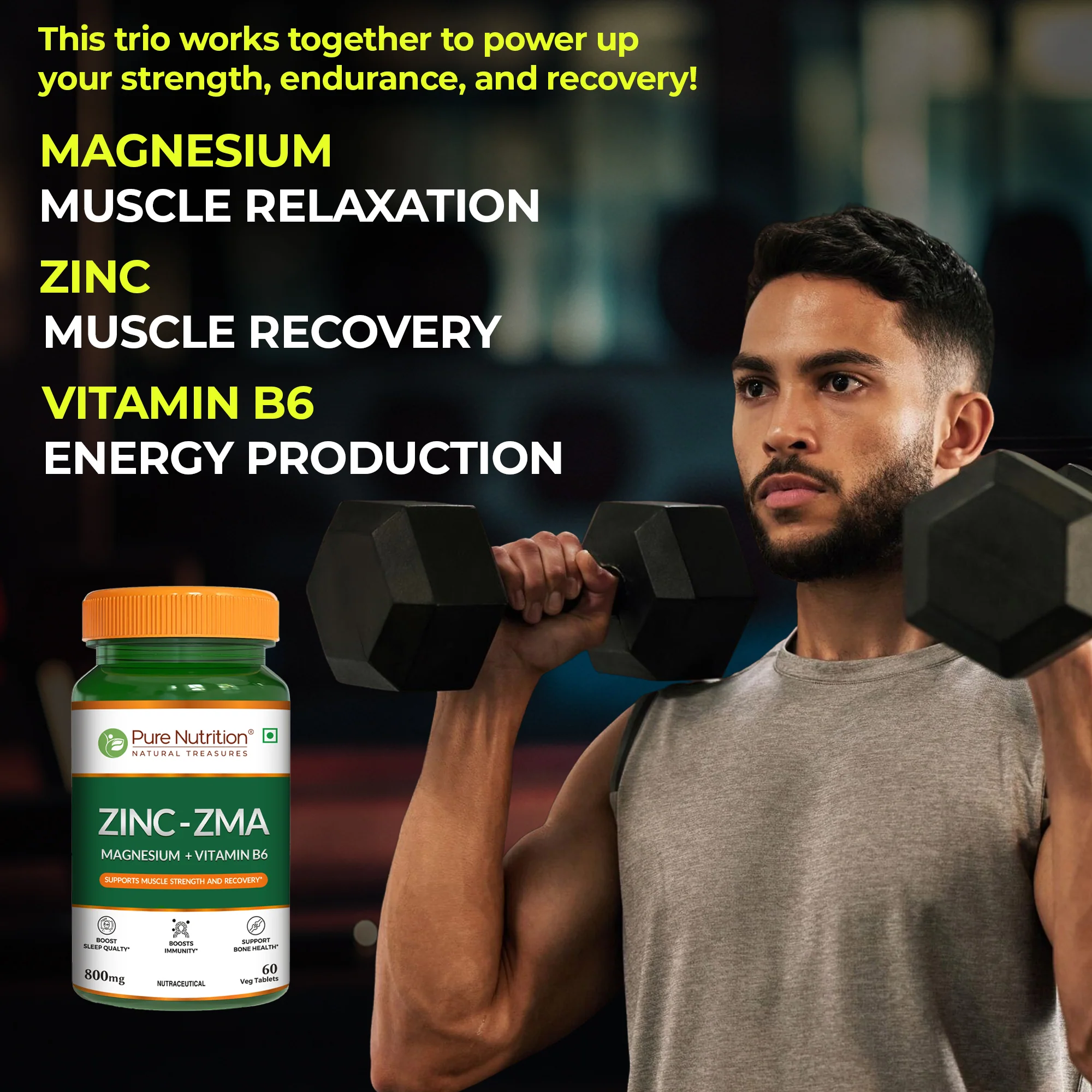 Pure Nutrition ZMA – Zinc, Magnesium & Vitamin B6 Tablets - Image 4