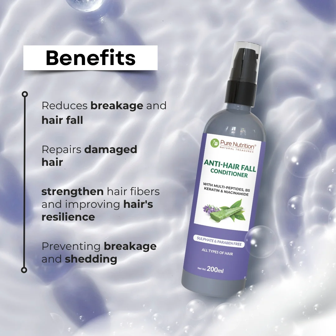 Pure Nutrition Anti-Hair Fall Conditioner with B5, Peptides & Niacinamide – 200ml - Image 5