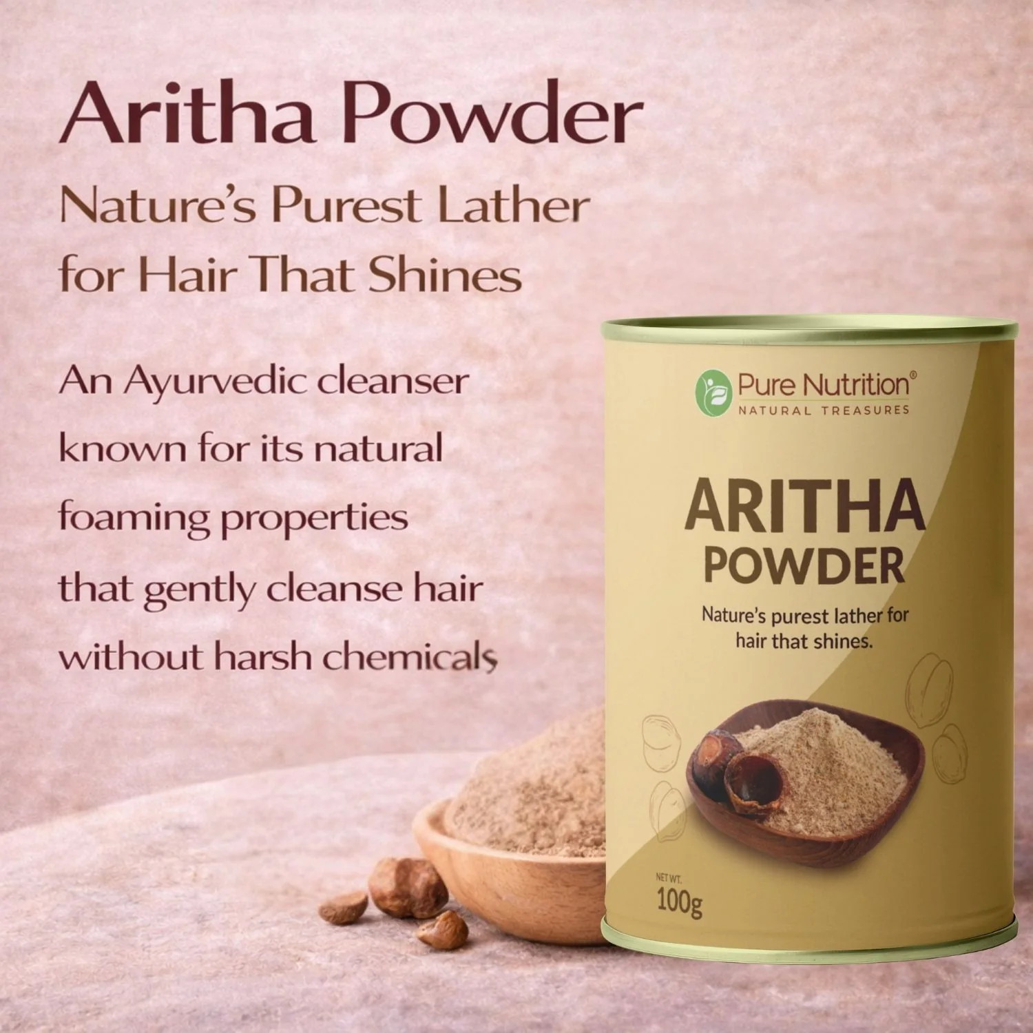 Pure Nutrition Aritha Powder (Sapindus Mukorossi) – Natural Herbal Hair Cleanser - Image 4