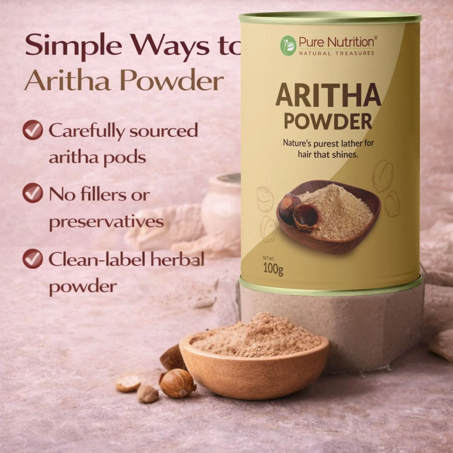Pure Nutrition Aritha Powder (Sapindus Mukorossi) – Natural Herbal Hair Cleanser - Image 5