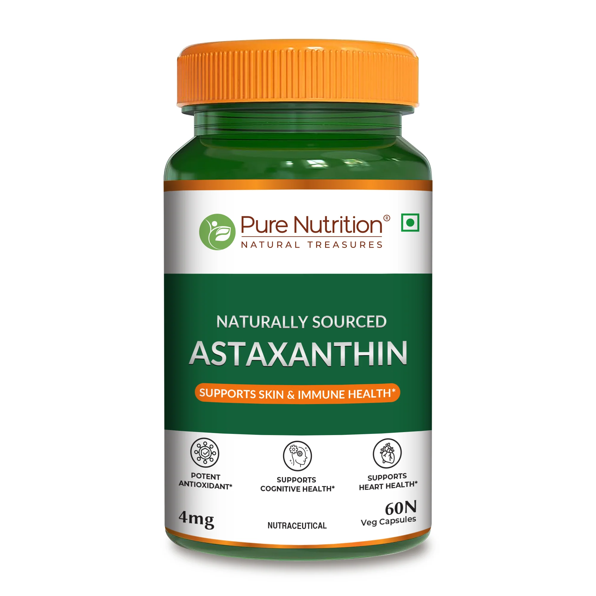 Pure Nutrition Astaxanthin 4 mg | 60 Veg Capsules | Potent Antioxidant for Eye, Skin & Muscle Health - Image 6