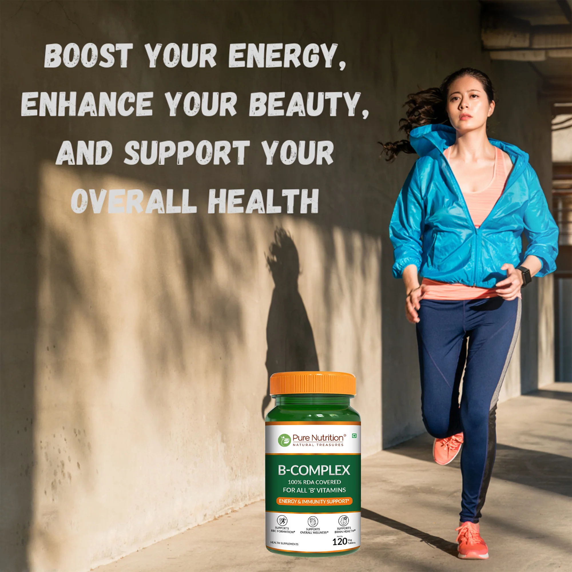 Pure Nutrition B-Complex – 100% RDA of B Vitamins | Energy & Immunity Support | 120 Veg Tablets - Image 6