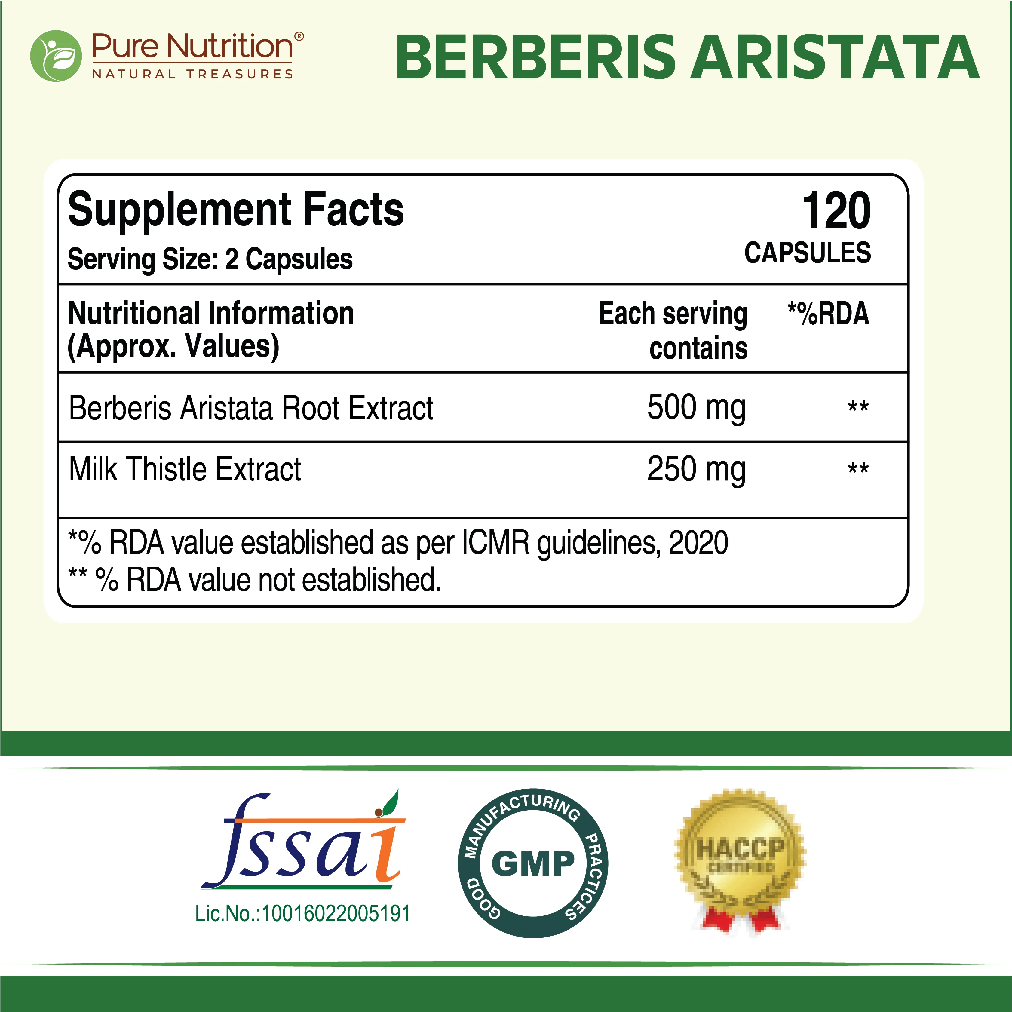 Berberis Aristata 120 Veg Capsules | Berberine 95% + Milk Thistle - Liver Support, Antioxidant Boost, and Weight Management Supplement - Image 3