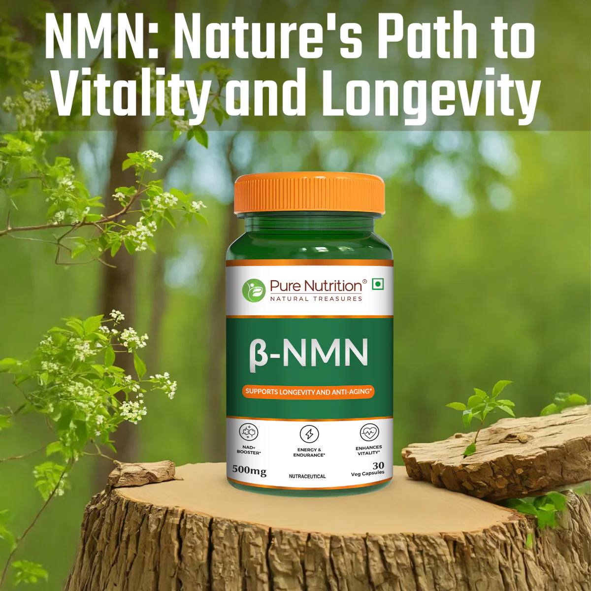 Pure Nutrition β-NMN 500mg – Supports Cellular Energy & Vitality | Veg Capsules - Image 3